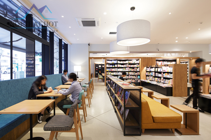 Thiết kế quán cafe sách với hàng ghế tiện lợi