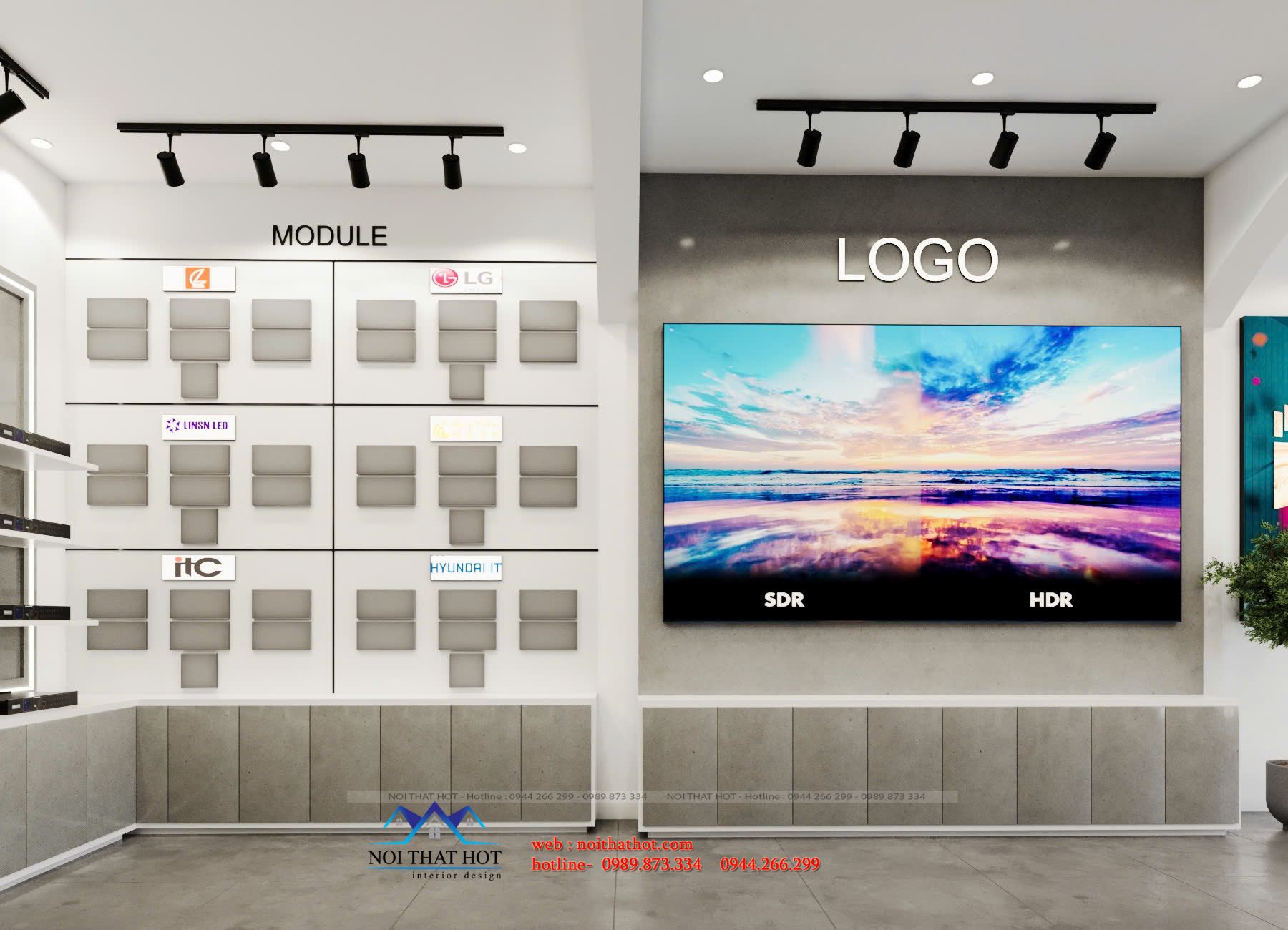 Thiết kế nội thất shop màn hình led