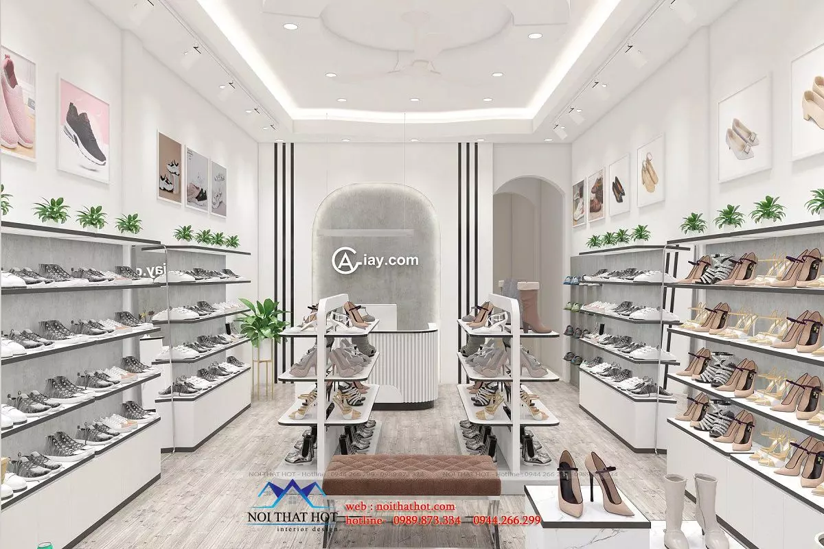 thiết kế shop giày dép 25m2