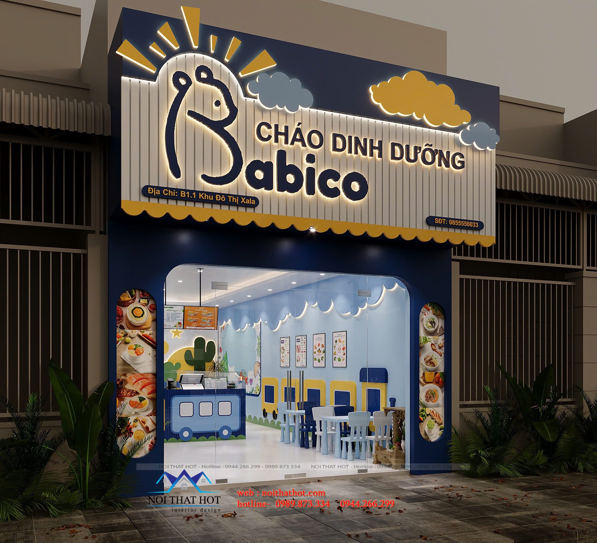 thiết kế mặt tiền quán cháo dinh dưỡng