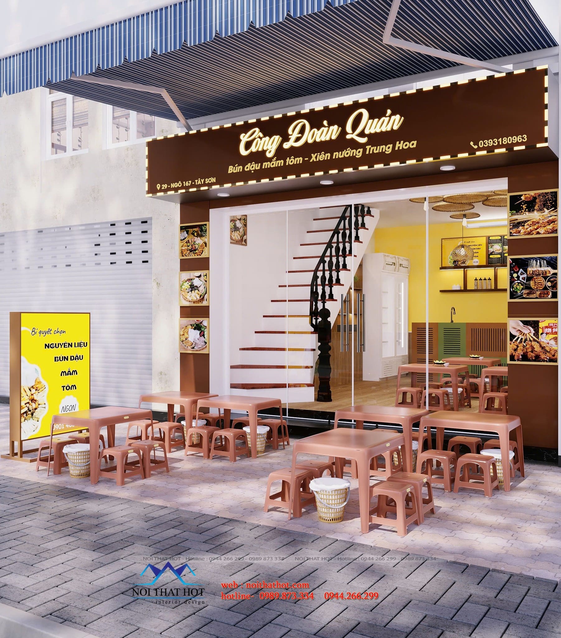 thiết kế mặt tiền quán ăn vặt