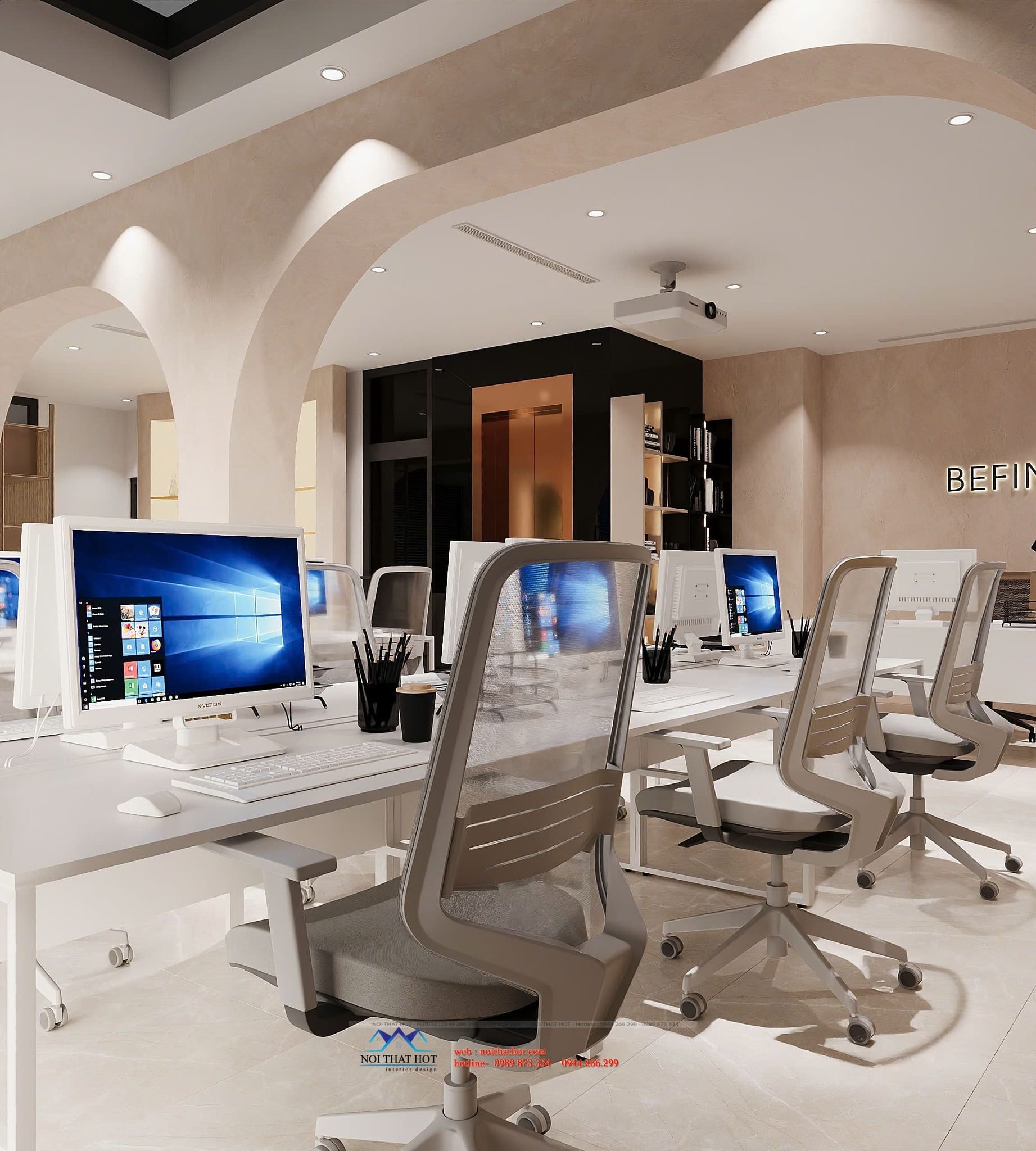 thiết kế nội thất văn phòng làm việc Befine