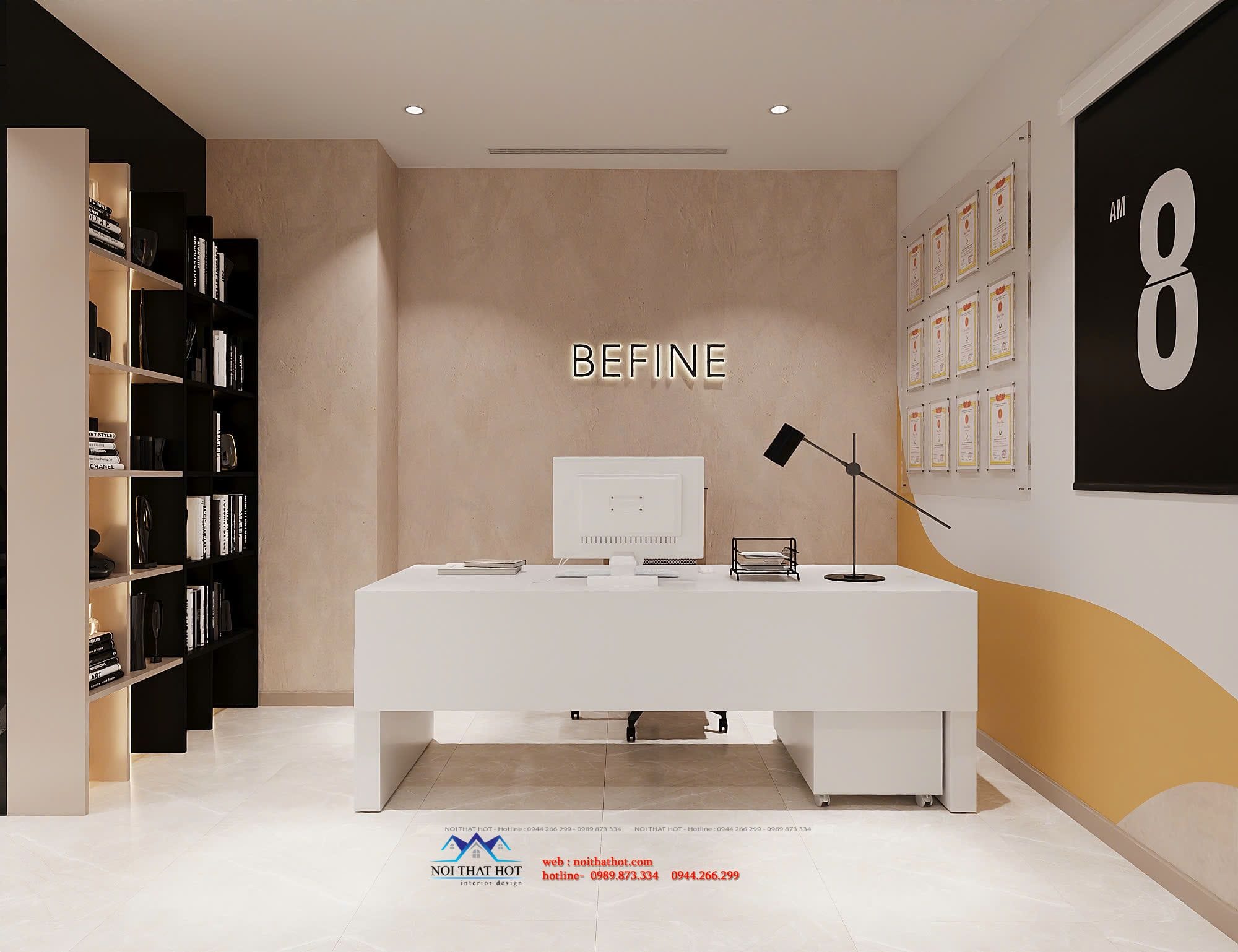 bàn giám đốc trắng