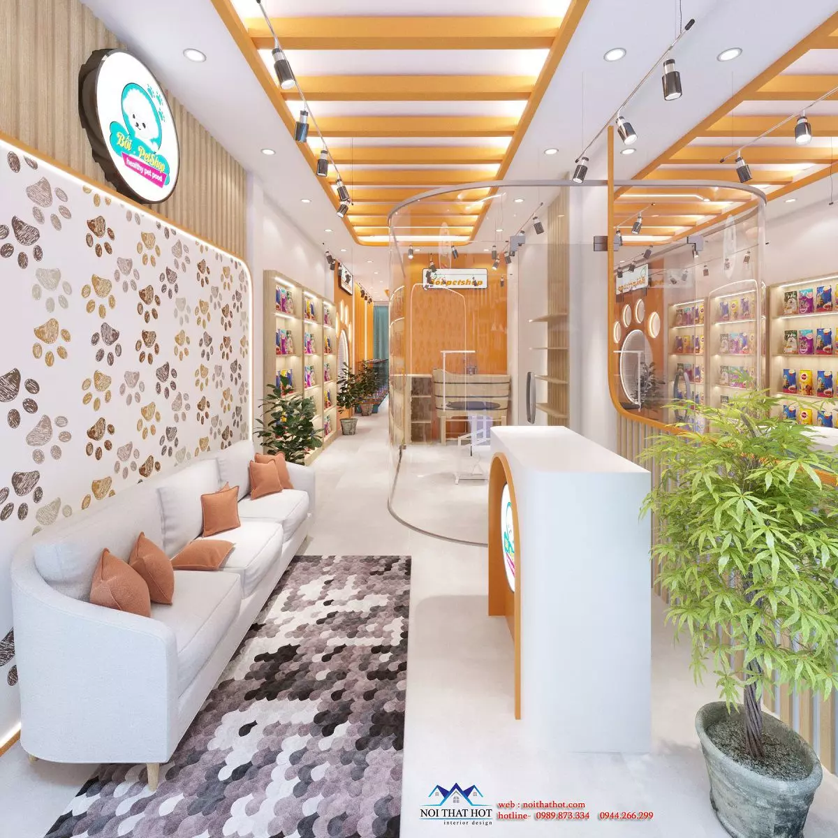 thiết kế cửa hàng spa thú cưng