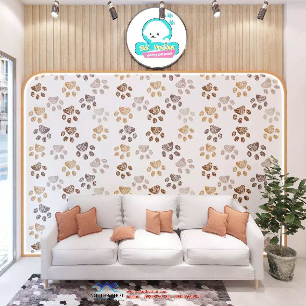 vách trang trí cửa hàng