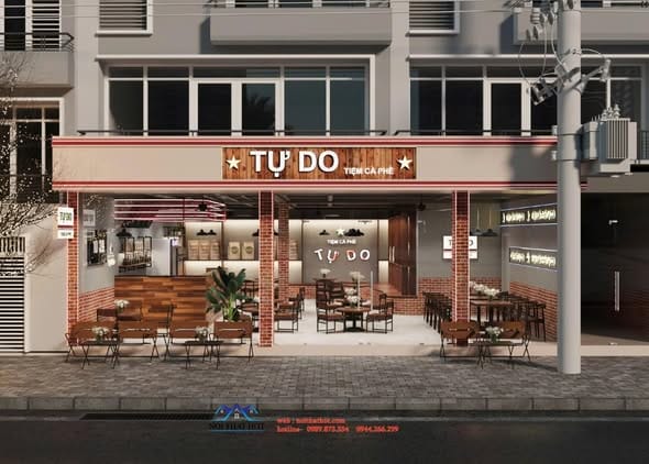 thiết kế mặt tiền tiệm cà phê