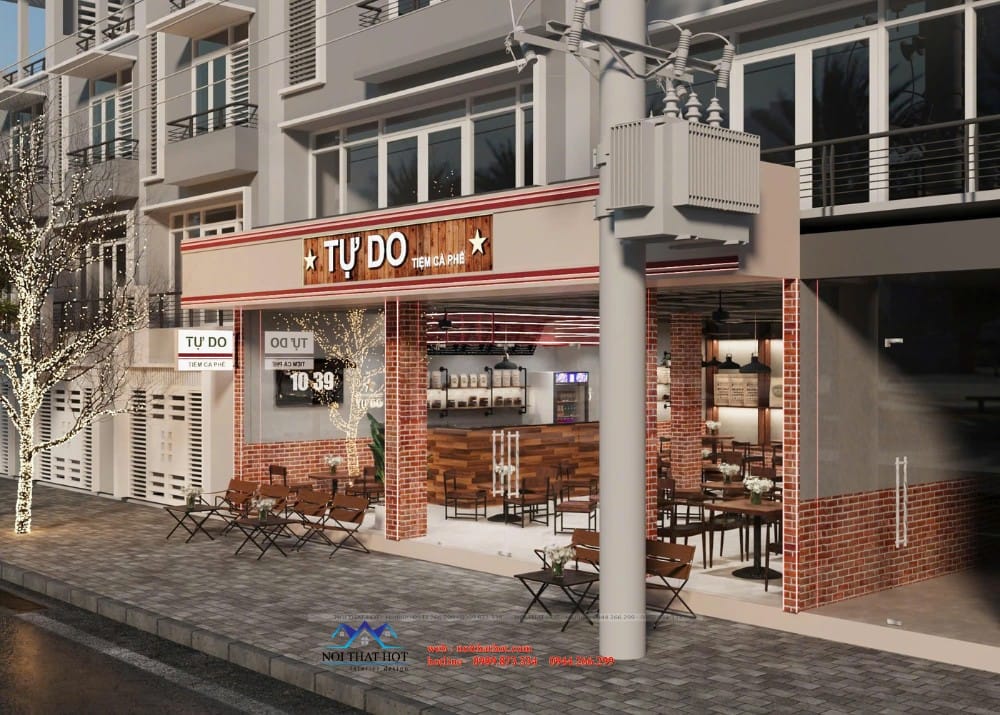 thiết kế mặt tiền tiệm cafe