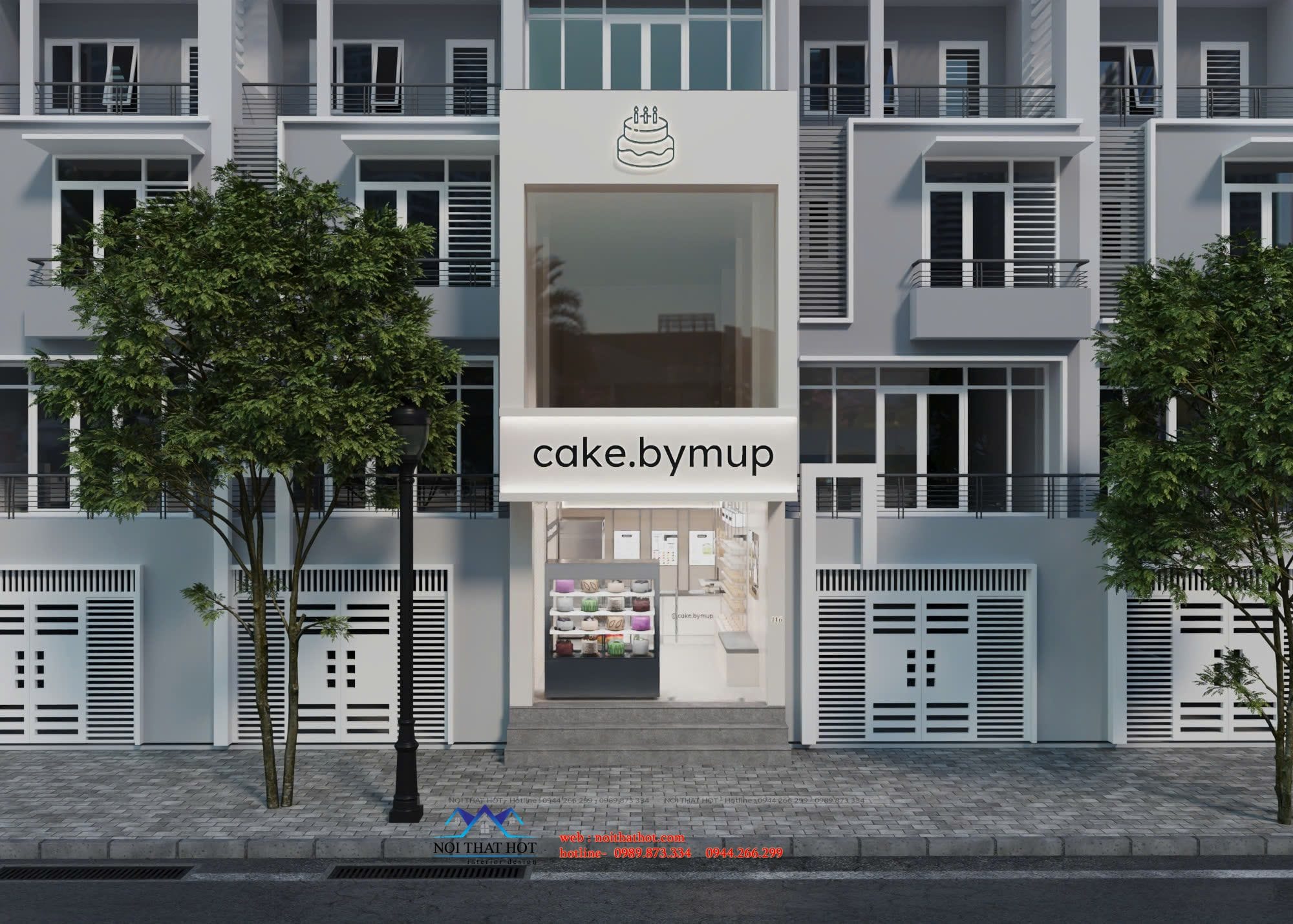 thiết kế mặt tiền tiệm bánh nhỏ