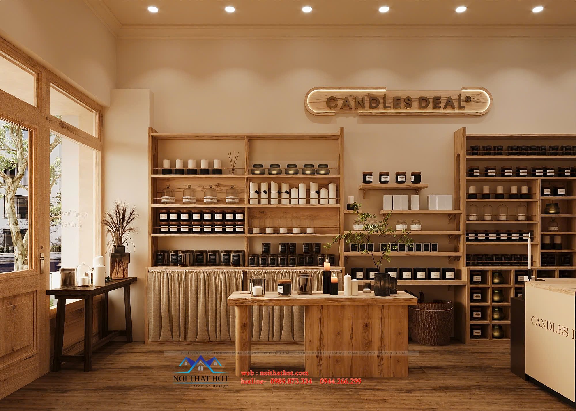 thiết kế nội thất cửa hàng nến thơm