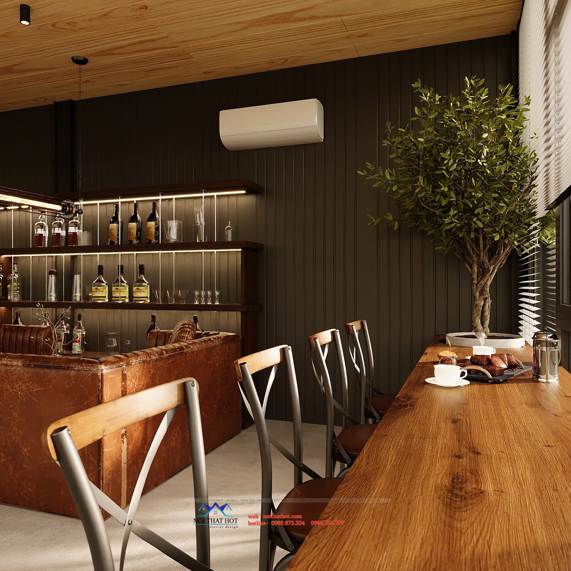bàn bar cạnh cửa kính