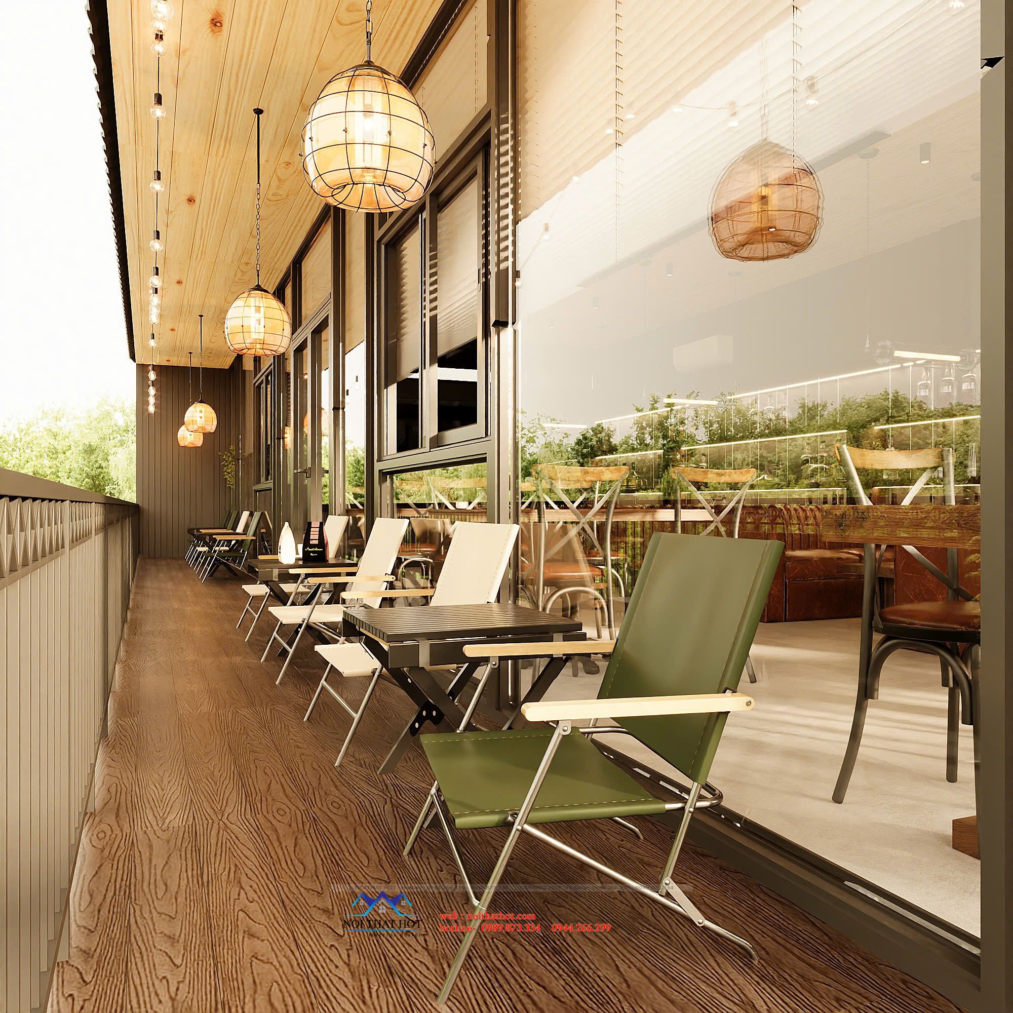 thiết kế ban công quán cafe