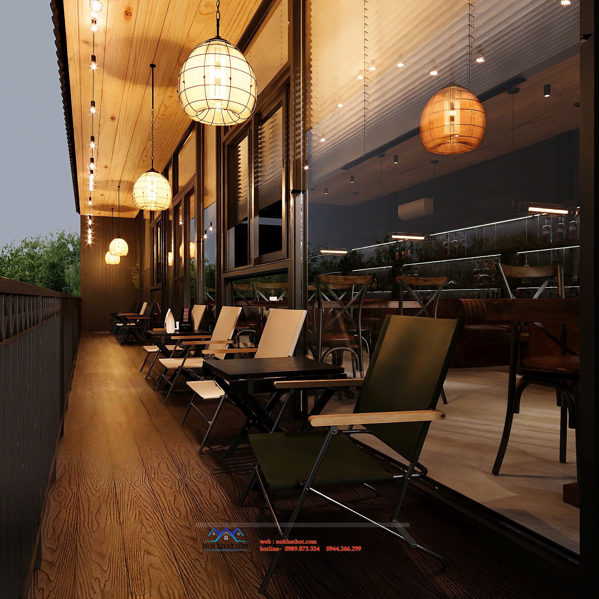 thiết kế ban công quán cà phê