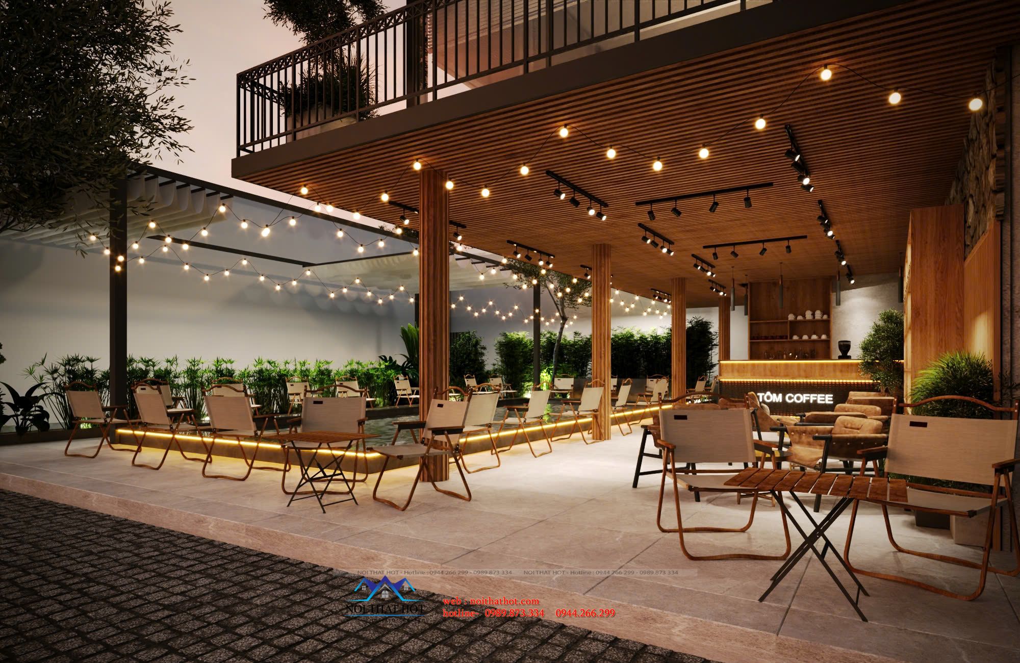 thiết kế quán cafe không gian mở