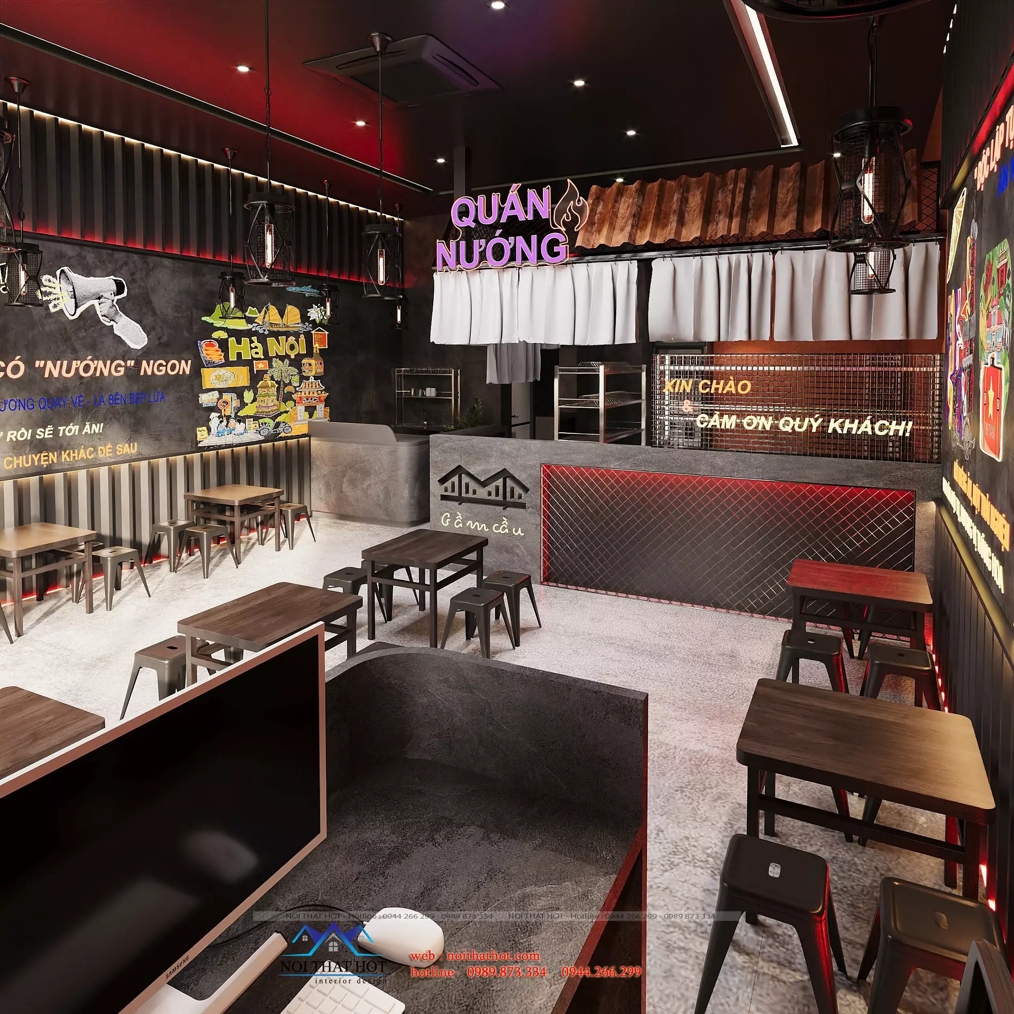 thiết kế quán ăn phong cách trẻ