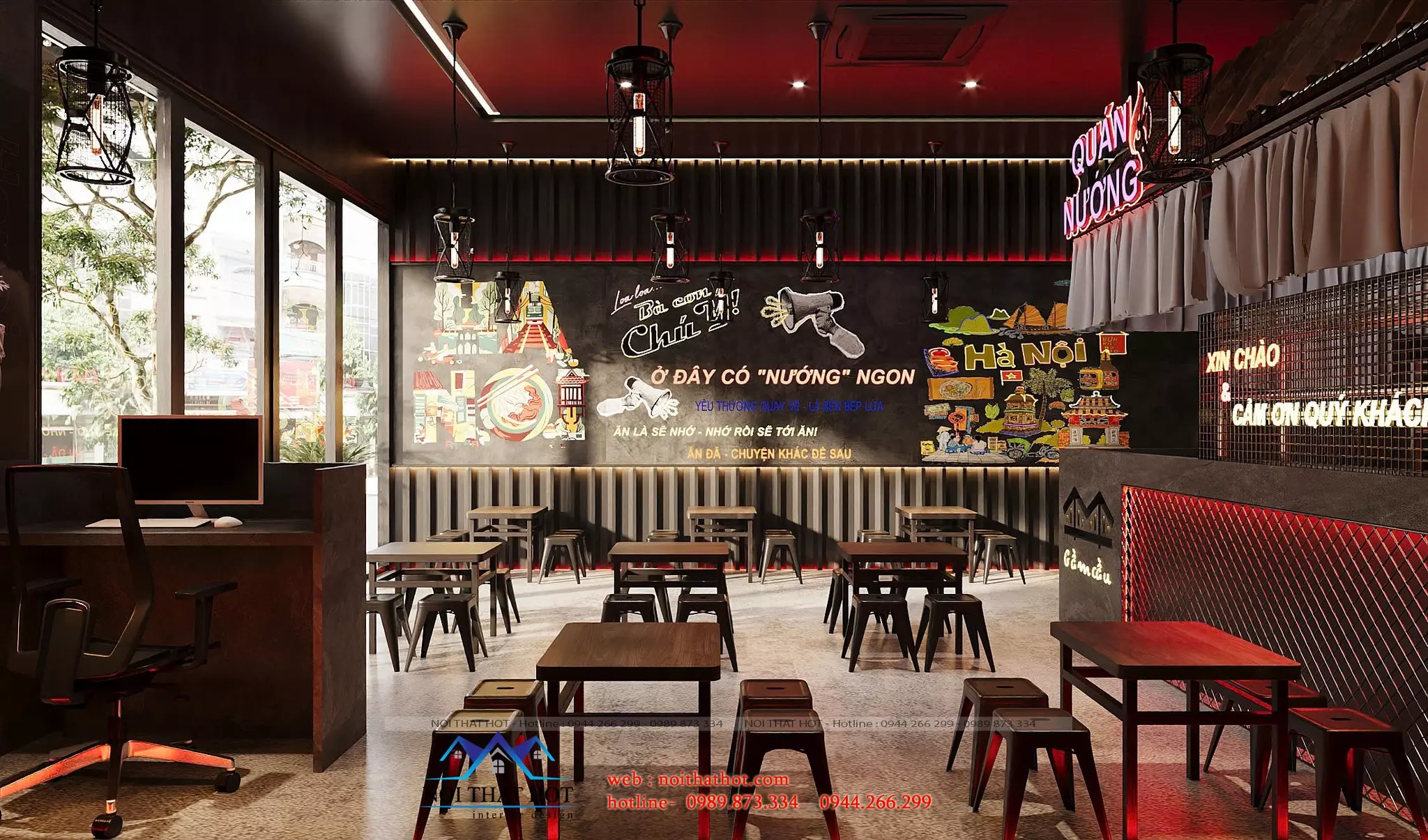 thiết kế quán ăn đẹp mắt