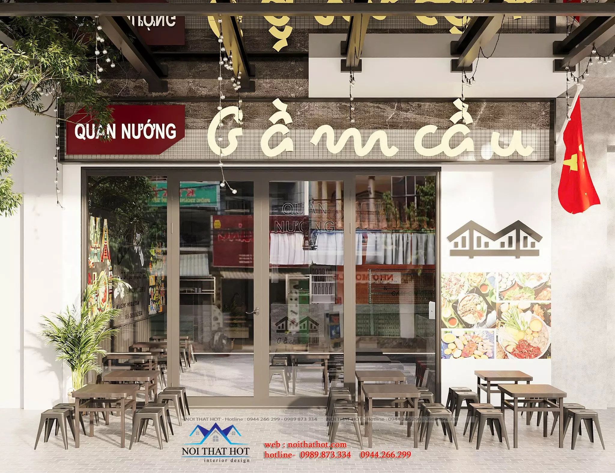 thiết kế mặt tiền quán ăn