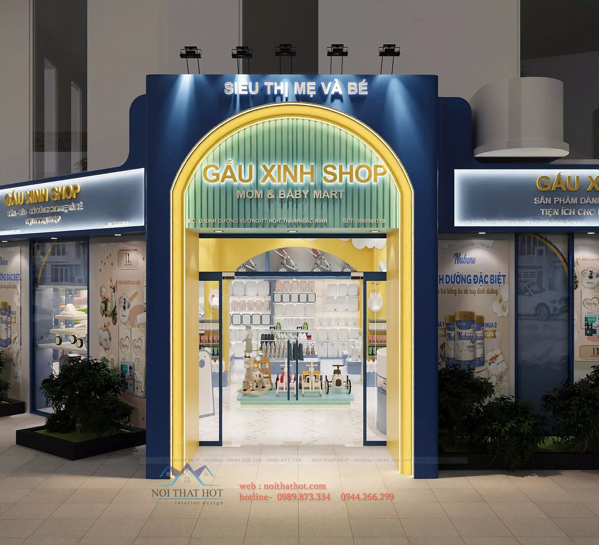 thiết kế mặt tiền shop mẹ và bé