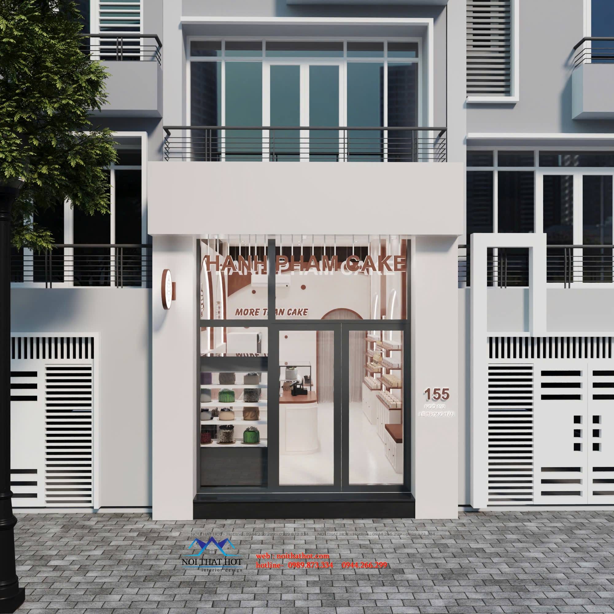 thiết kế mặt tiền cửa hàng bánh kem
