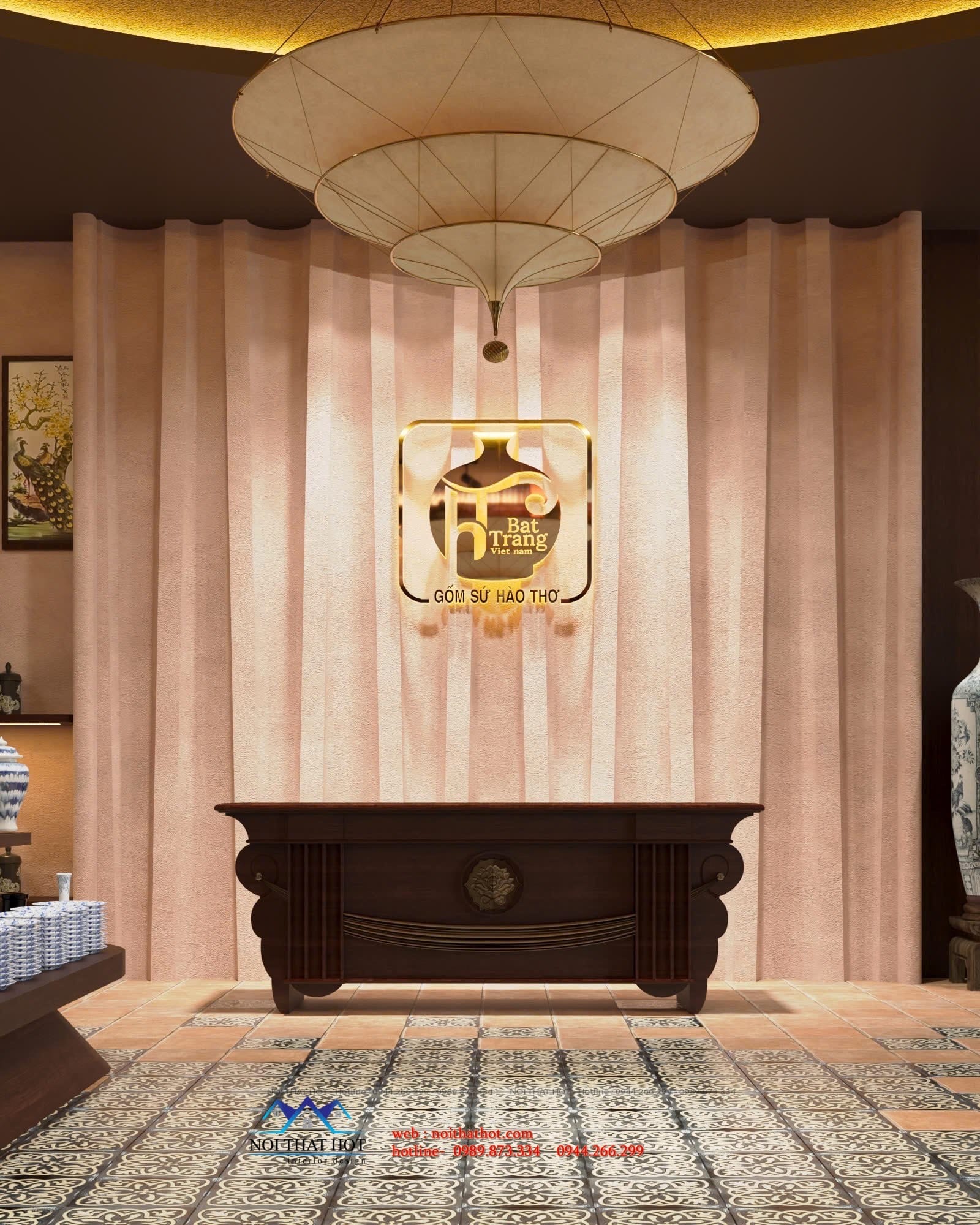 vách logo showroom