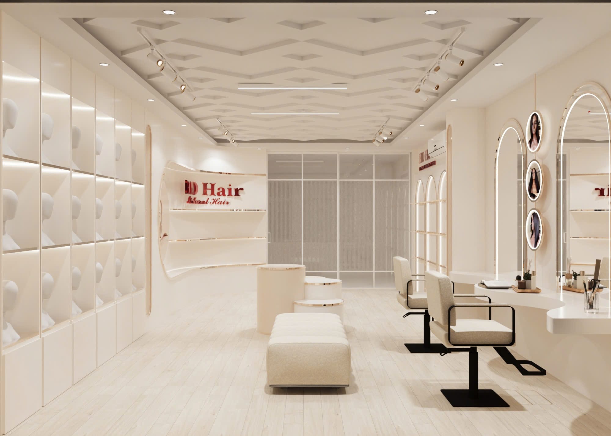 thiết kế salon tóc giả