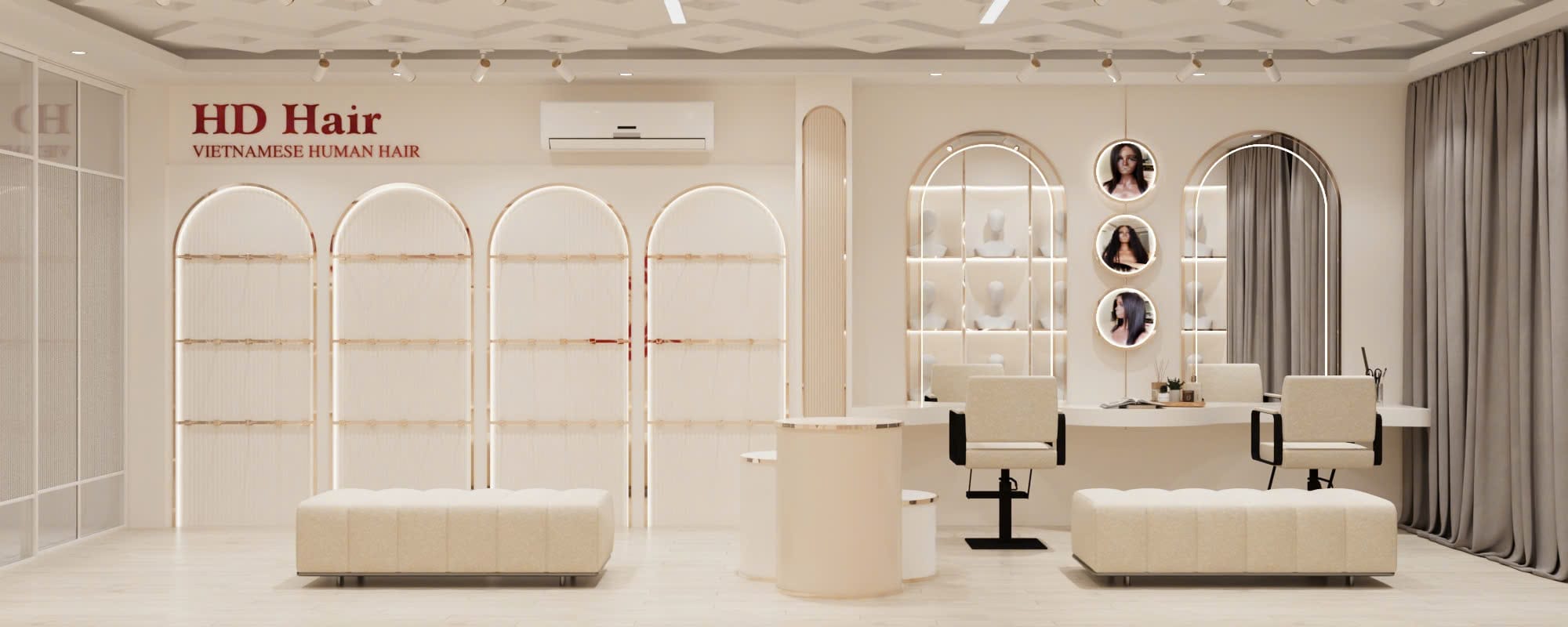 thiết kế salon tóc giả đẹp