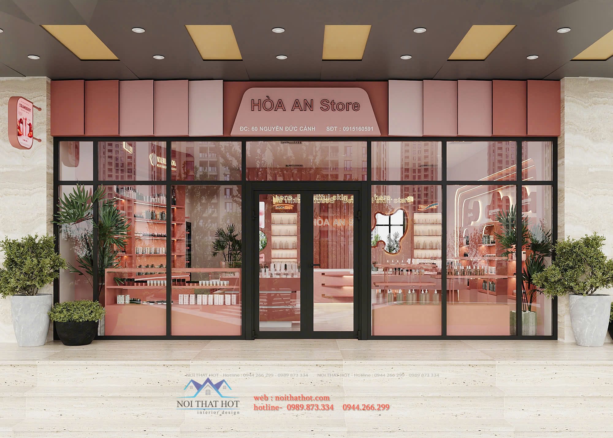 thiết kế mặt tiền shop mỹ phẩm