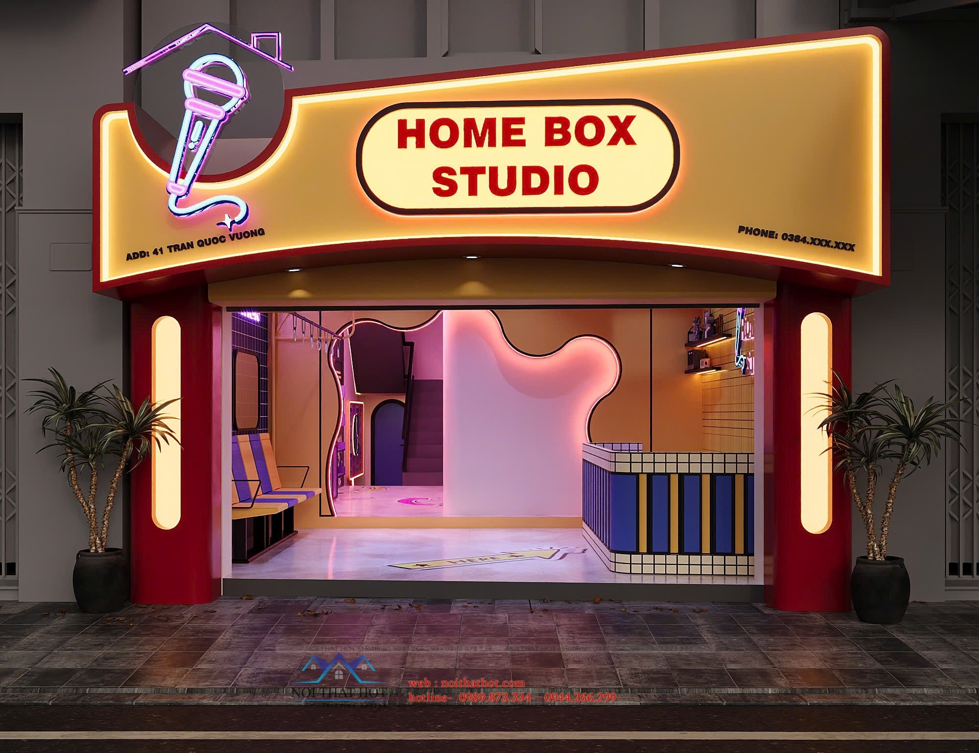 thiết kế mặt tiền quán music box