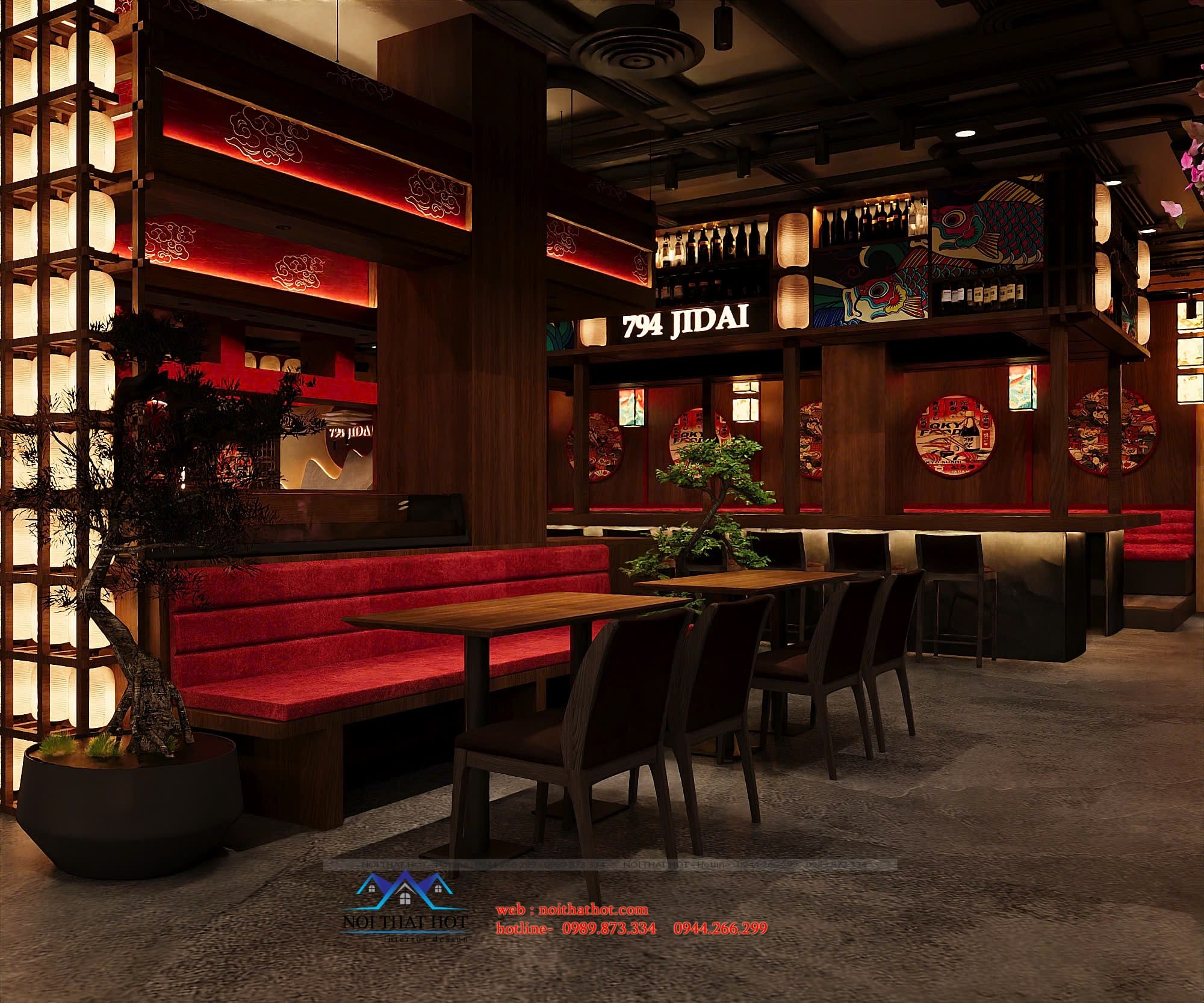 thiết kế nội thất nhà hàng Nhật Bản