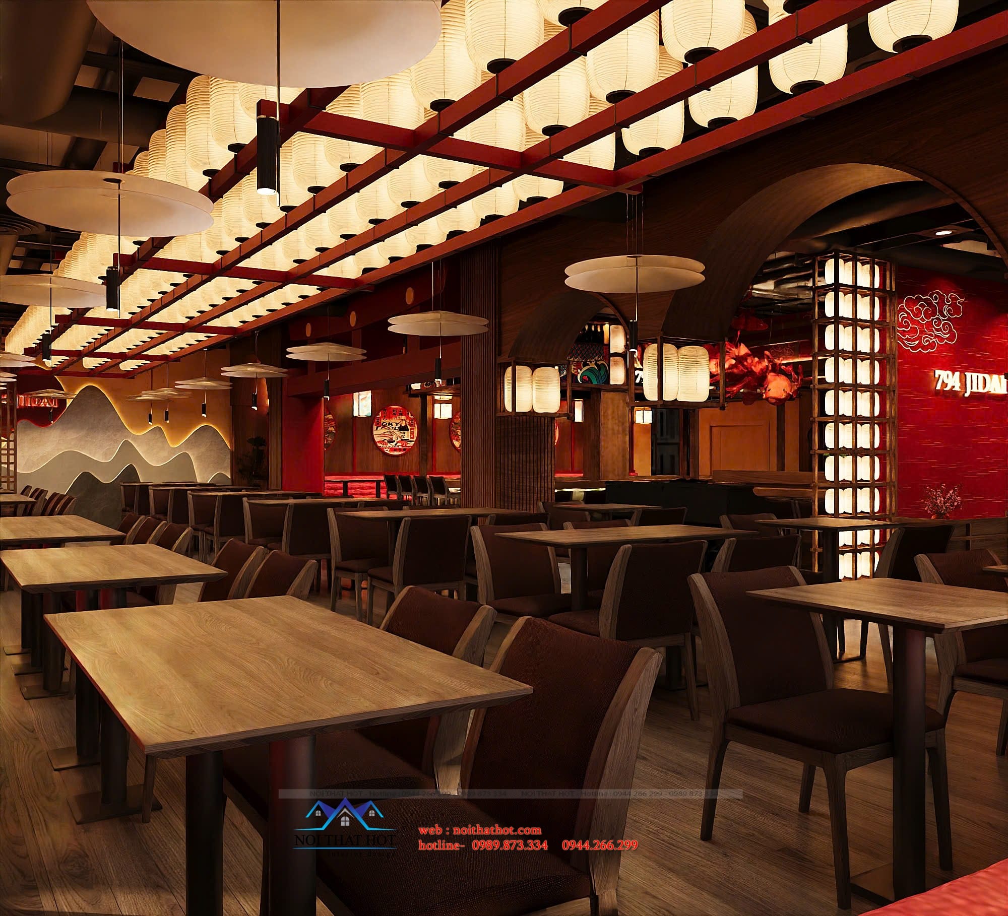 thiết kế bàn ghế quán ăn