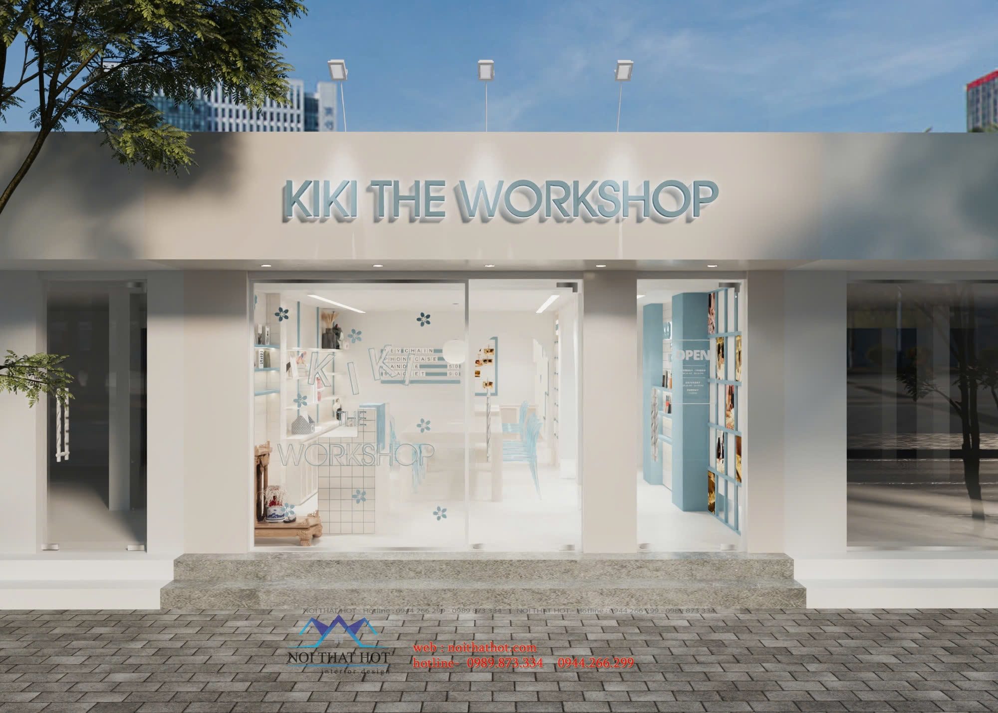 thiết kế mặt tiền cửa hàng workshop