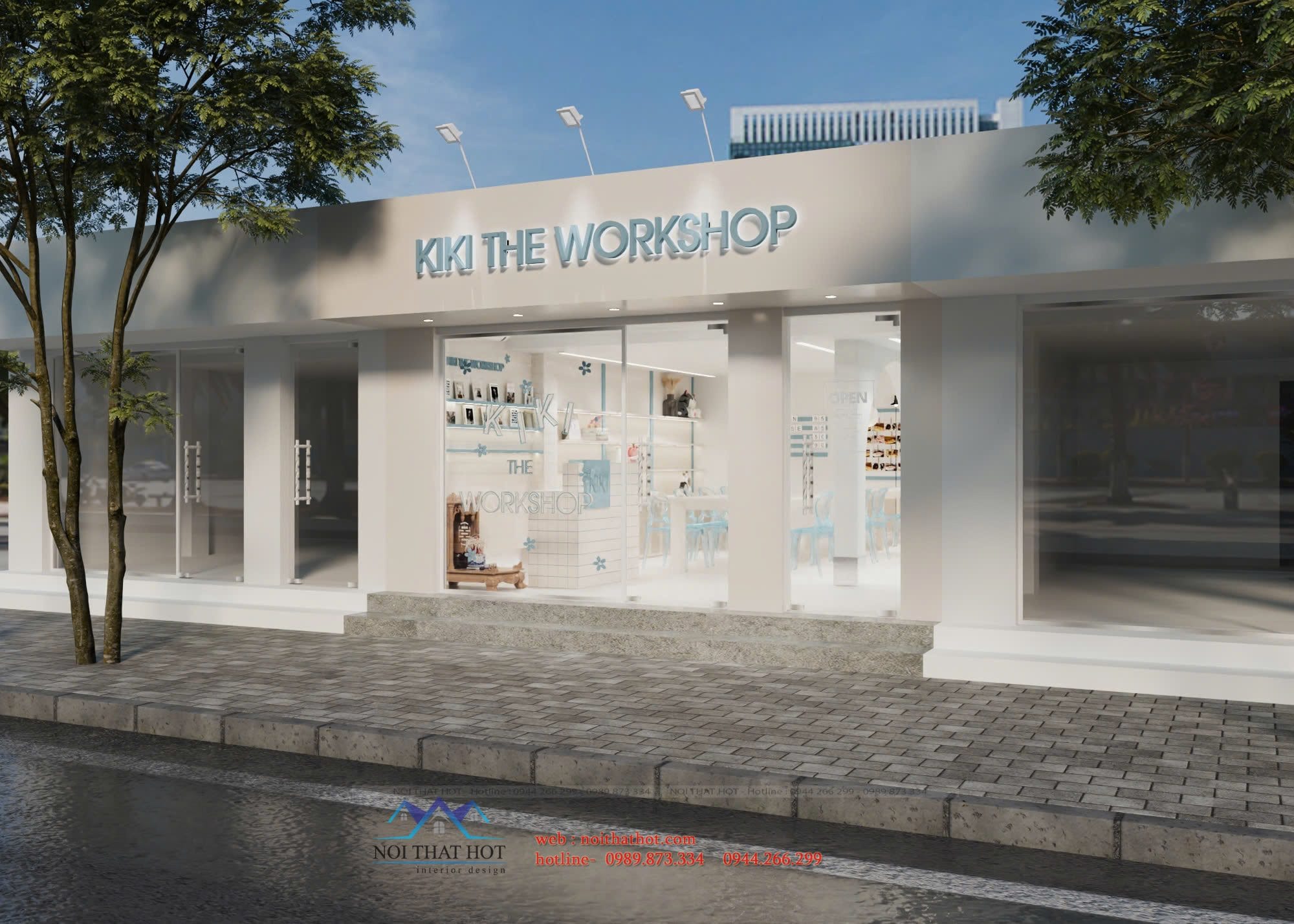 thiết kế mặt tiền cửa hàng workshop
