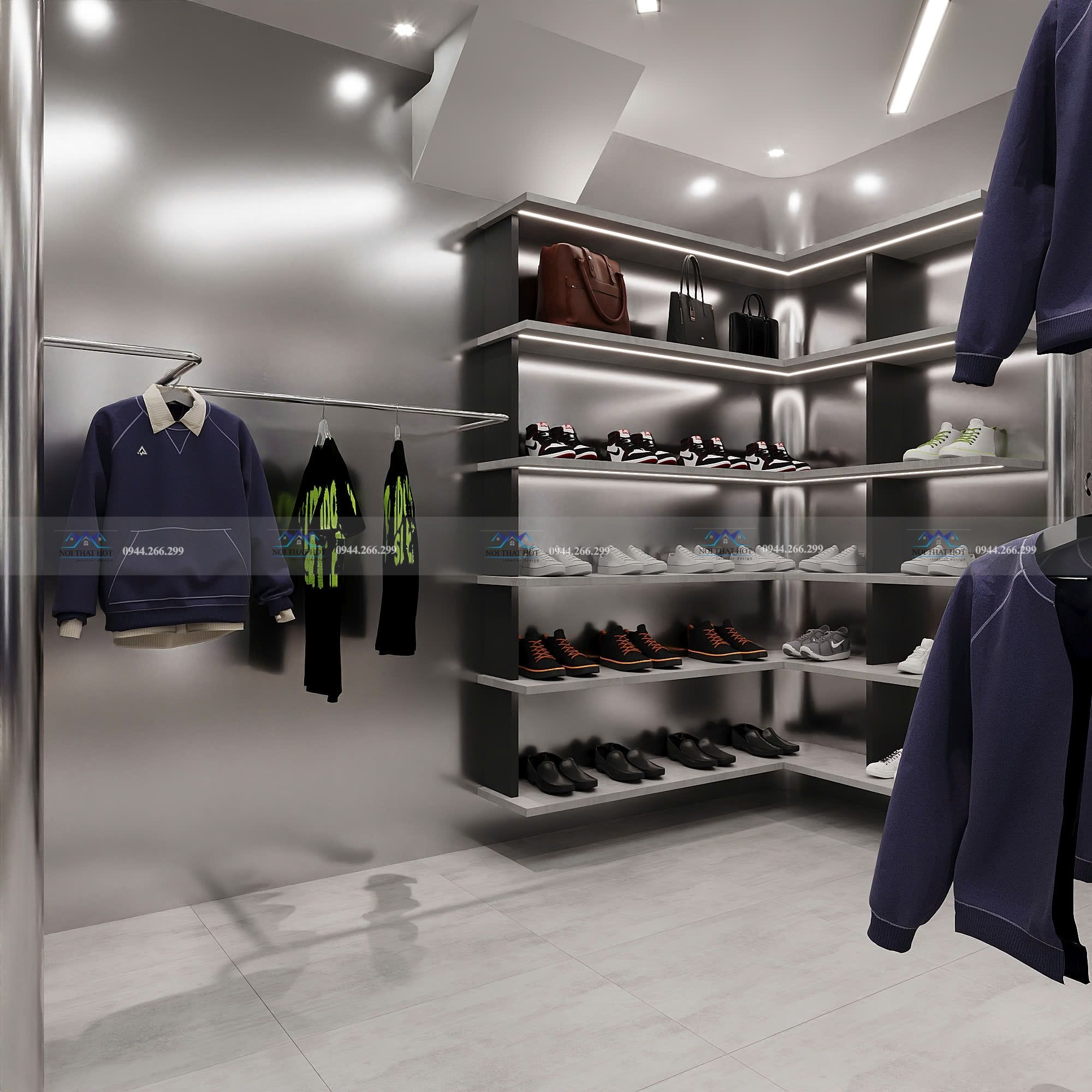trưng bày quần áo shop thời trang