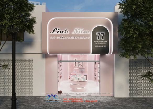 thiết kế mặt tiền shop mỹ phẩm