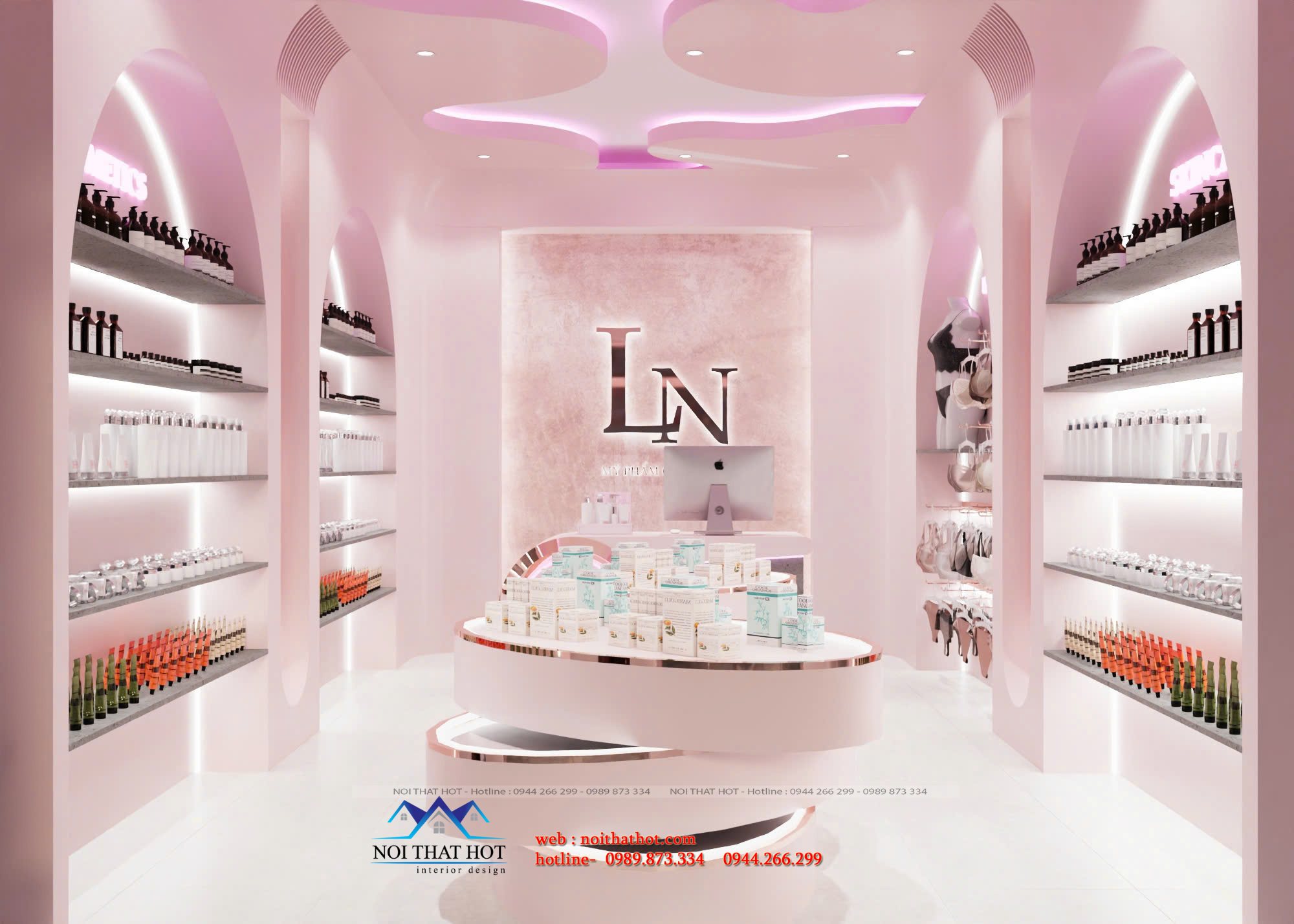 thiết kế shop mỹ phẩm