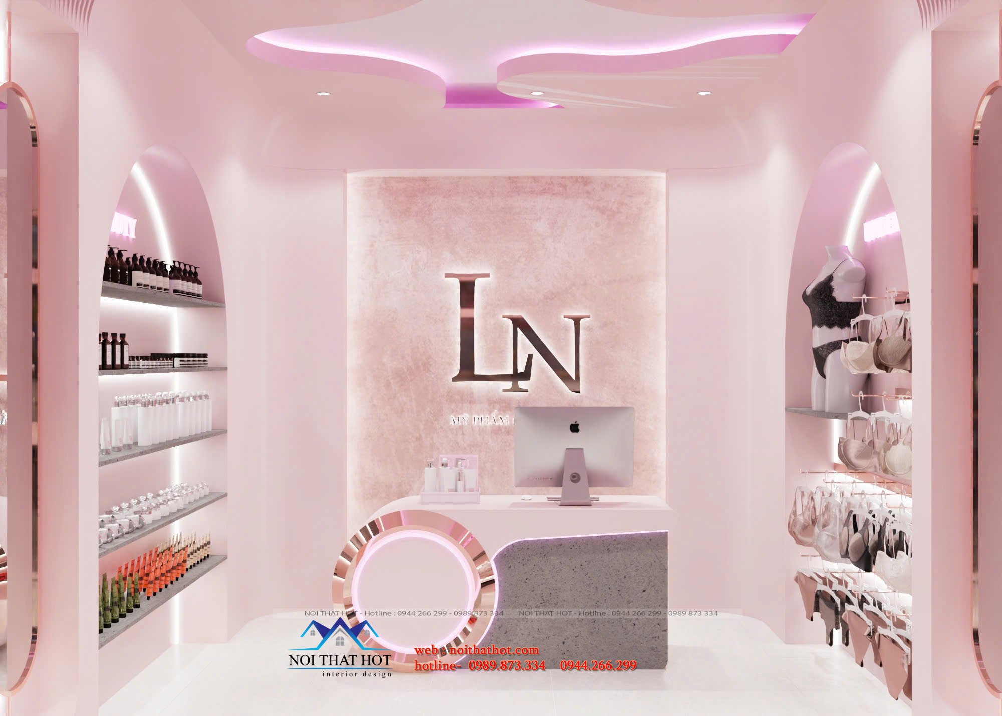 quầy thu ngân shop mỹ phẩm