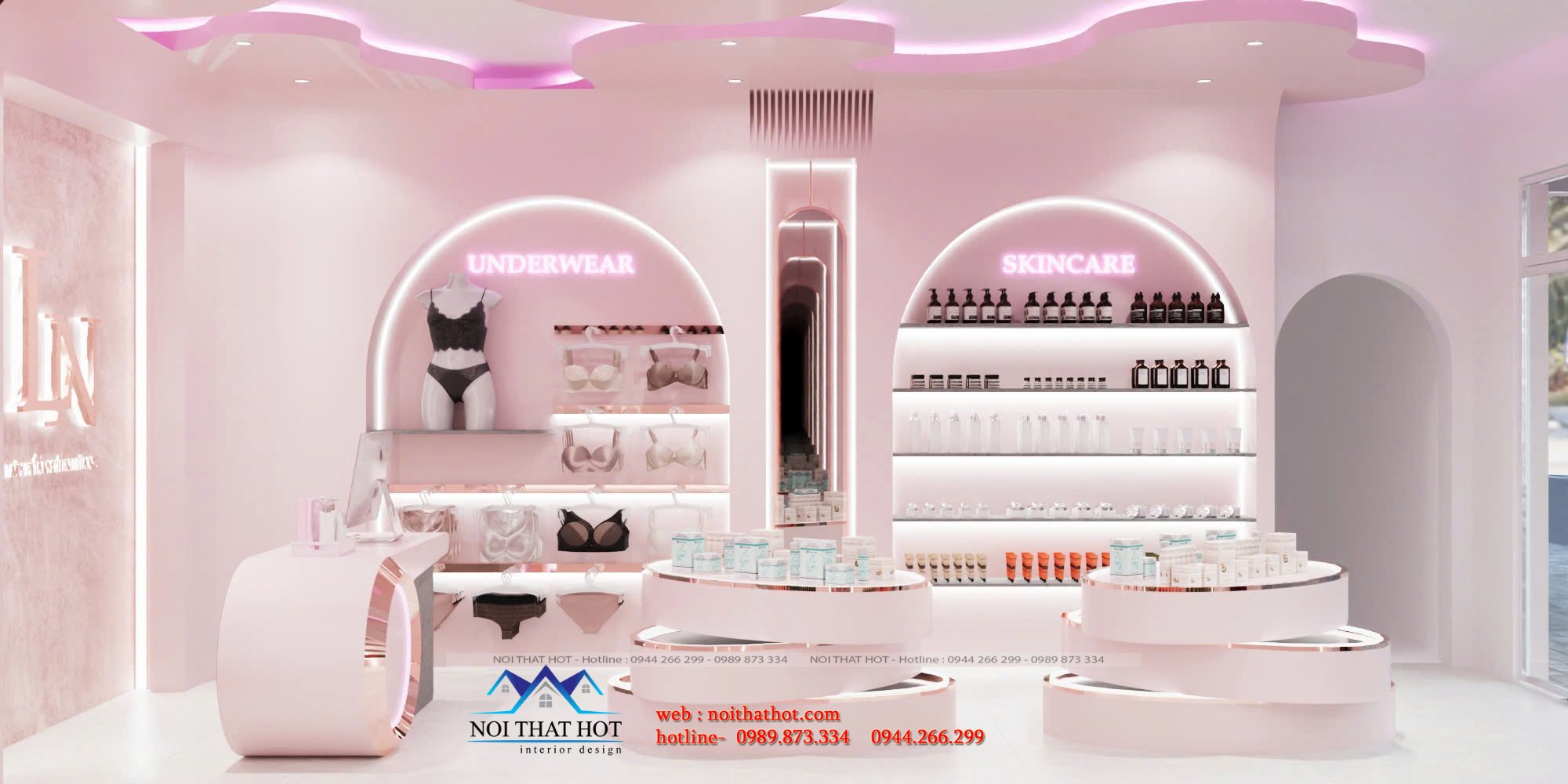 giá kệ trưng bày shop mỹ phẩm