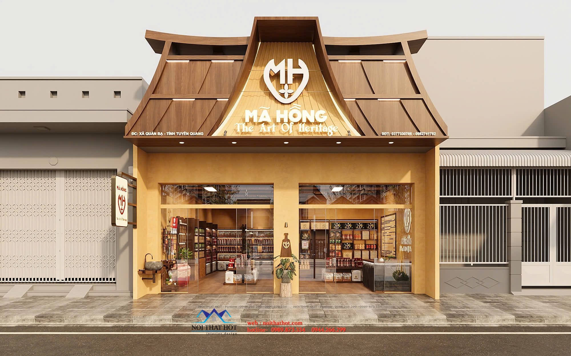 thiết kế mặt tiền cửa hàng đặc sản