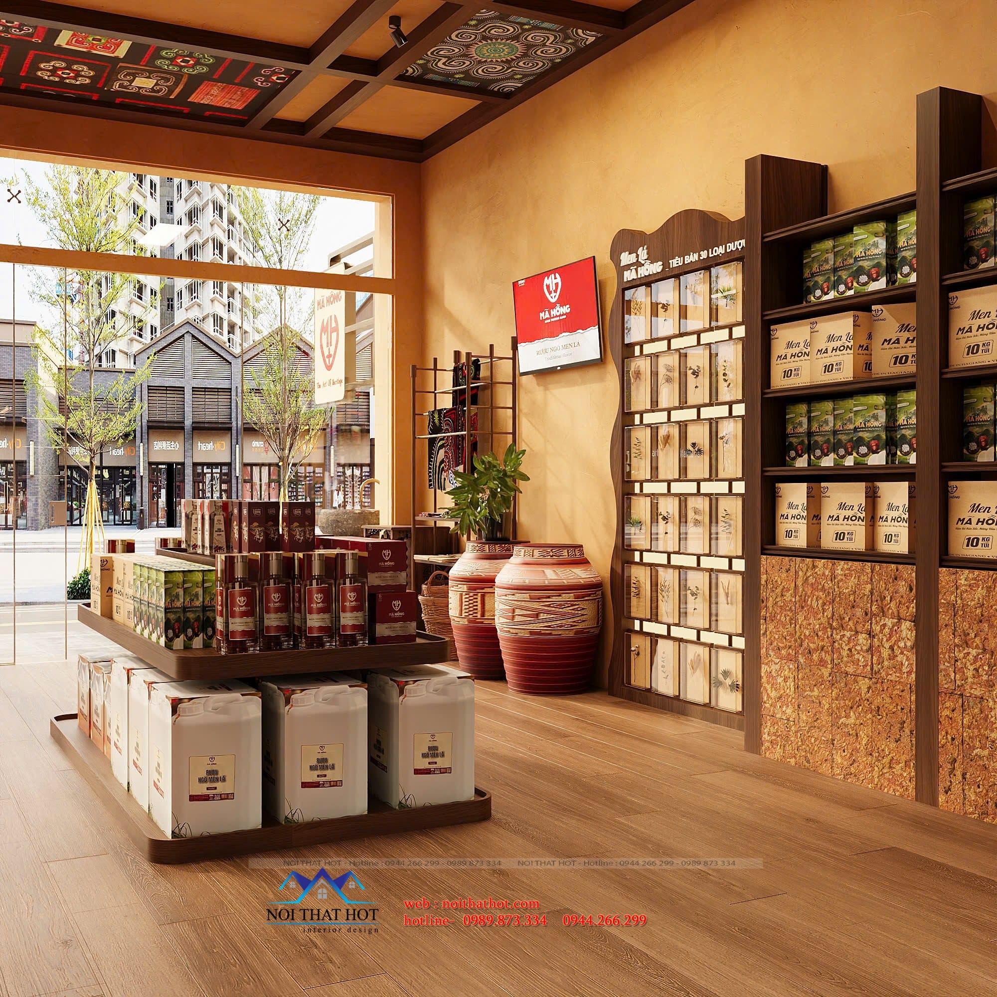 thiết kế bài trí shop đồ đặc sản