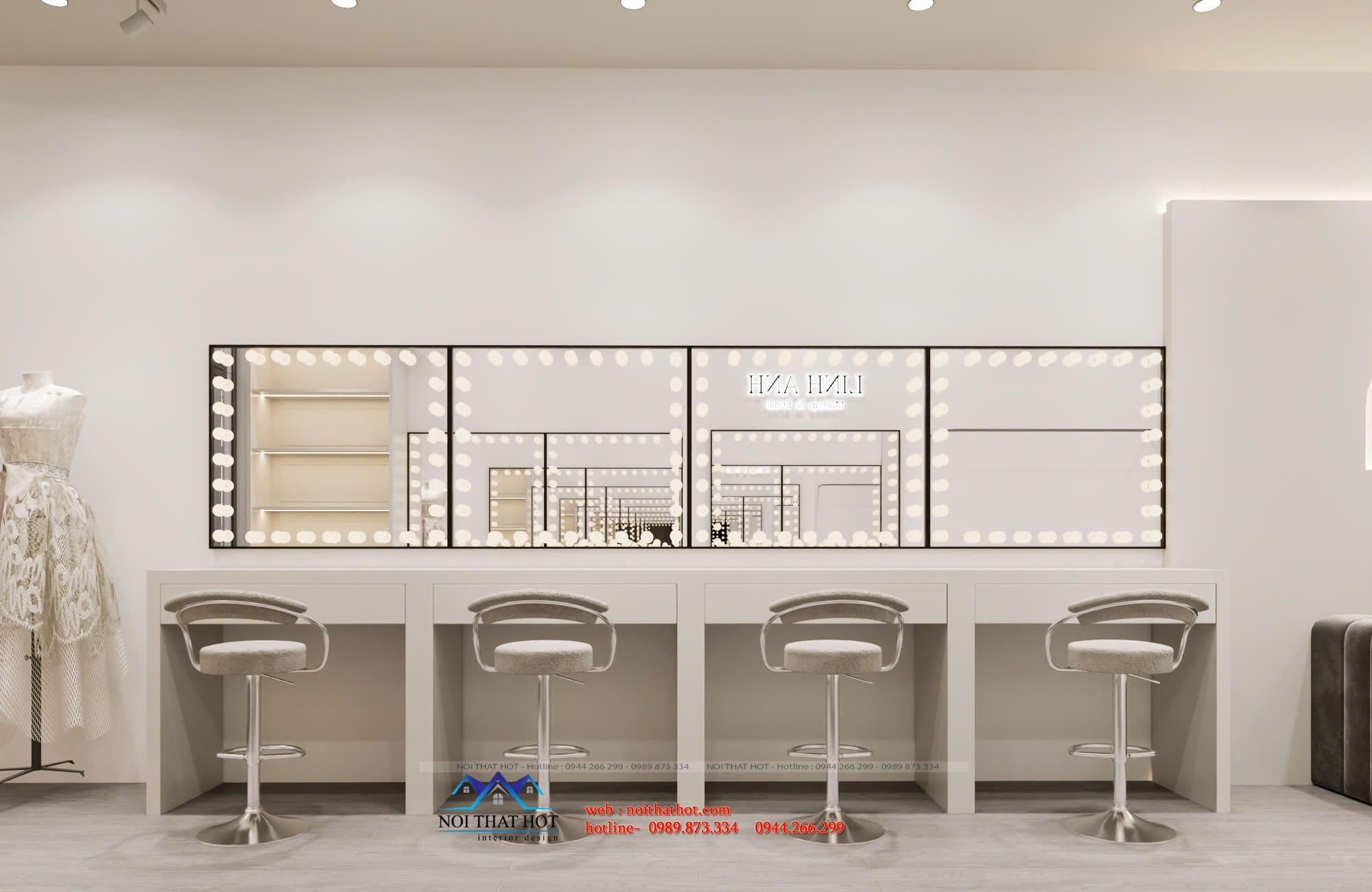 Bàn trang điểm tiệm makeup