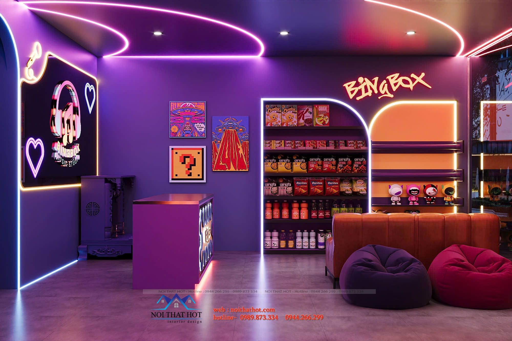 kệ trưng bày đồ ăn và phụ kiện