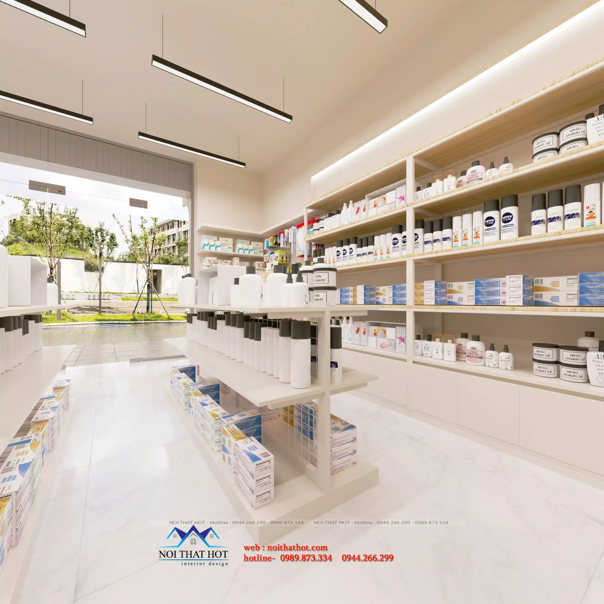bài trí nội thất siêu thị mini