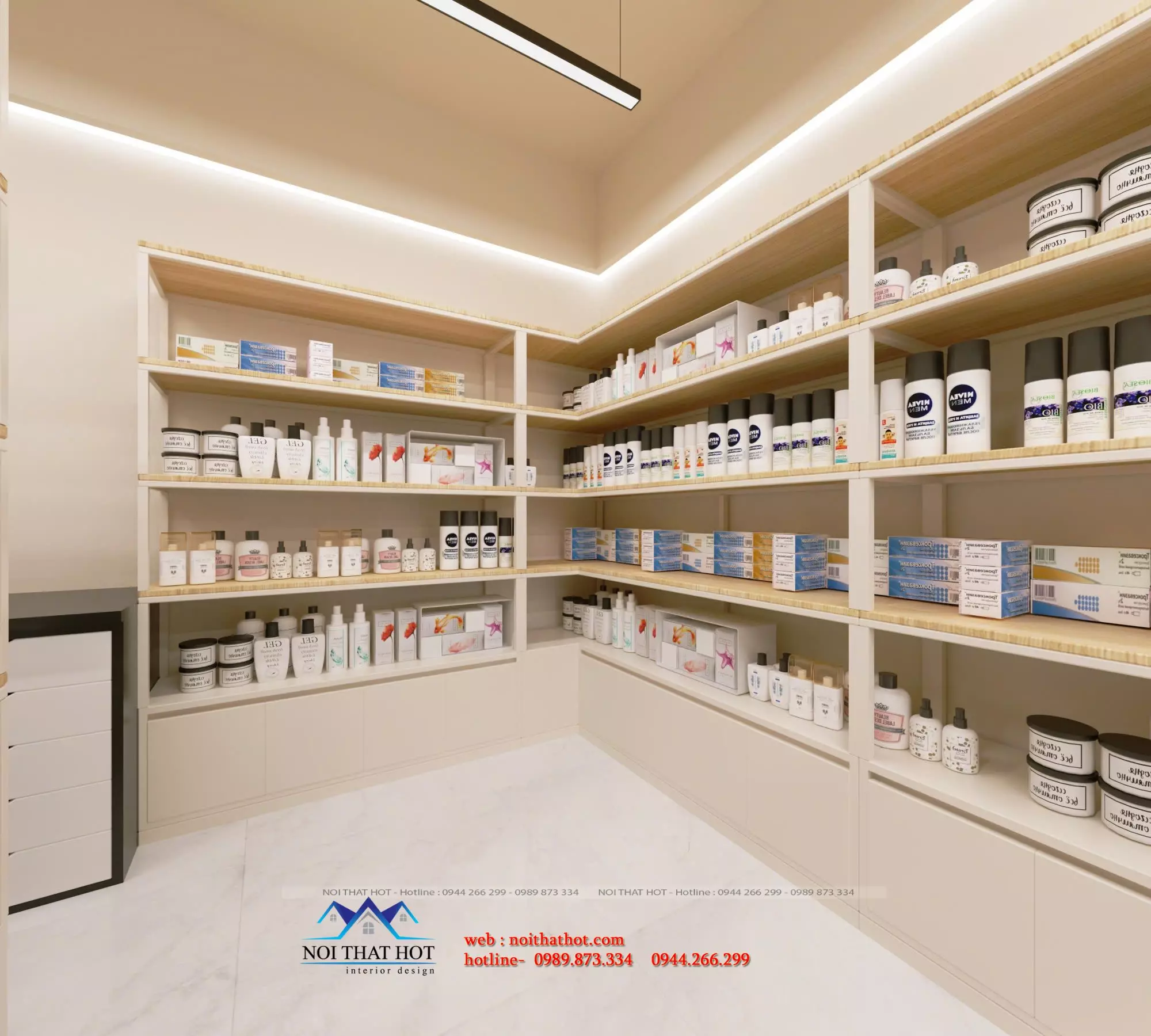 thiết kế nội thất siêu thị mini đồ nhật