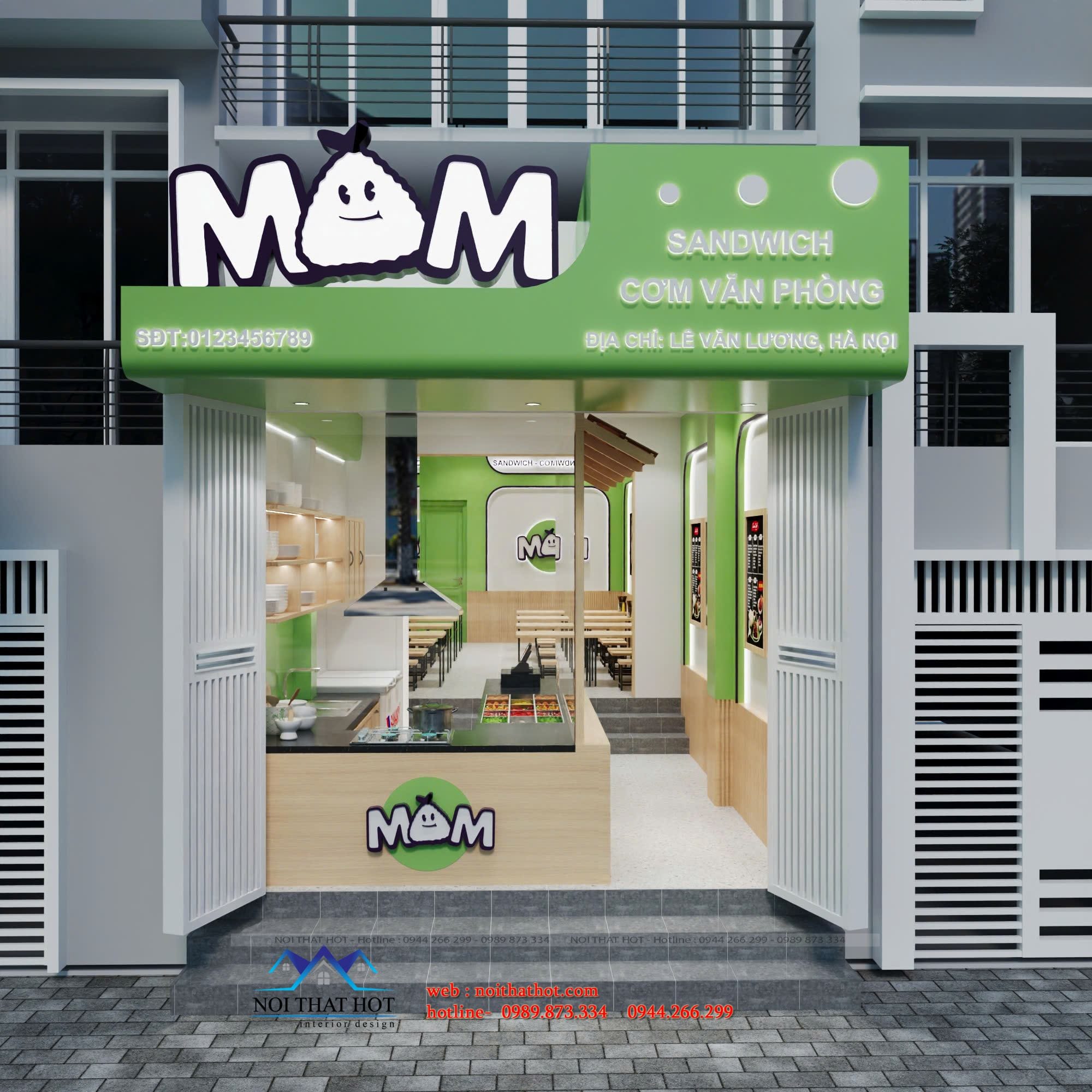 thiết kế mặt tiền quán cơm văn phòng