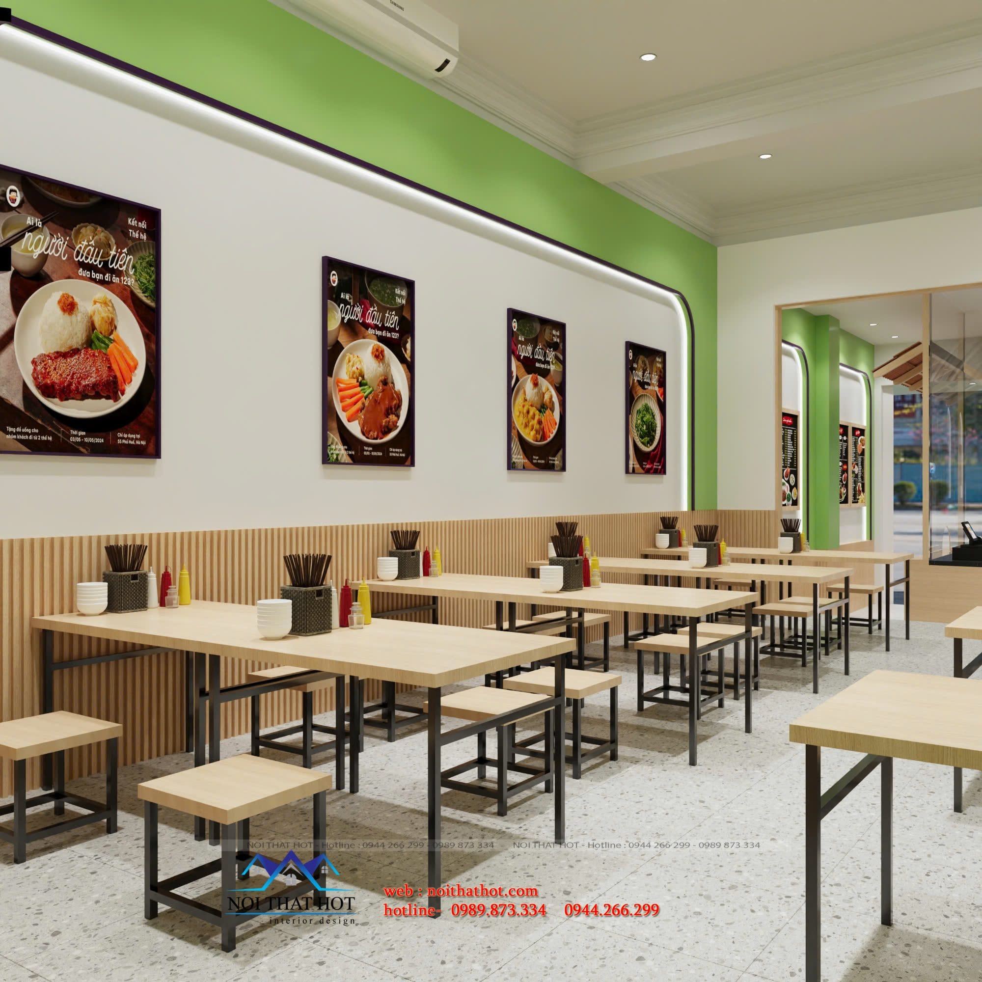 bài trí quán cơm văn phòng