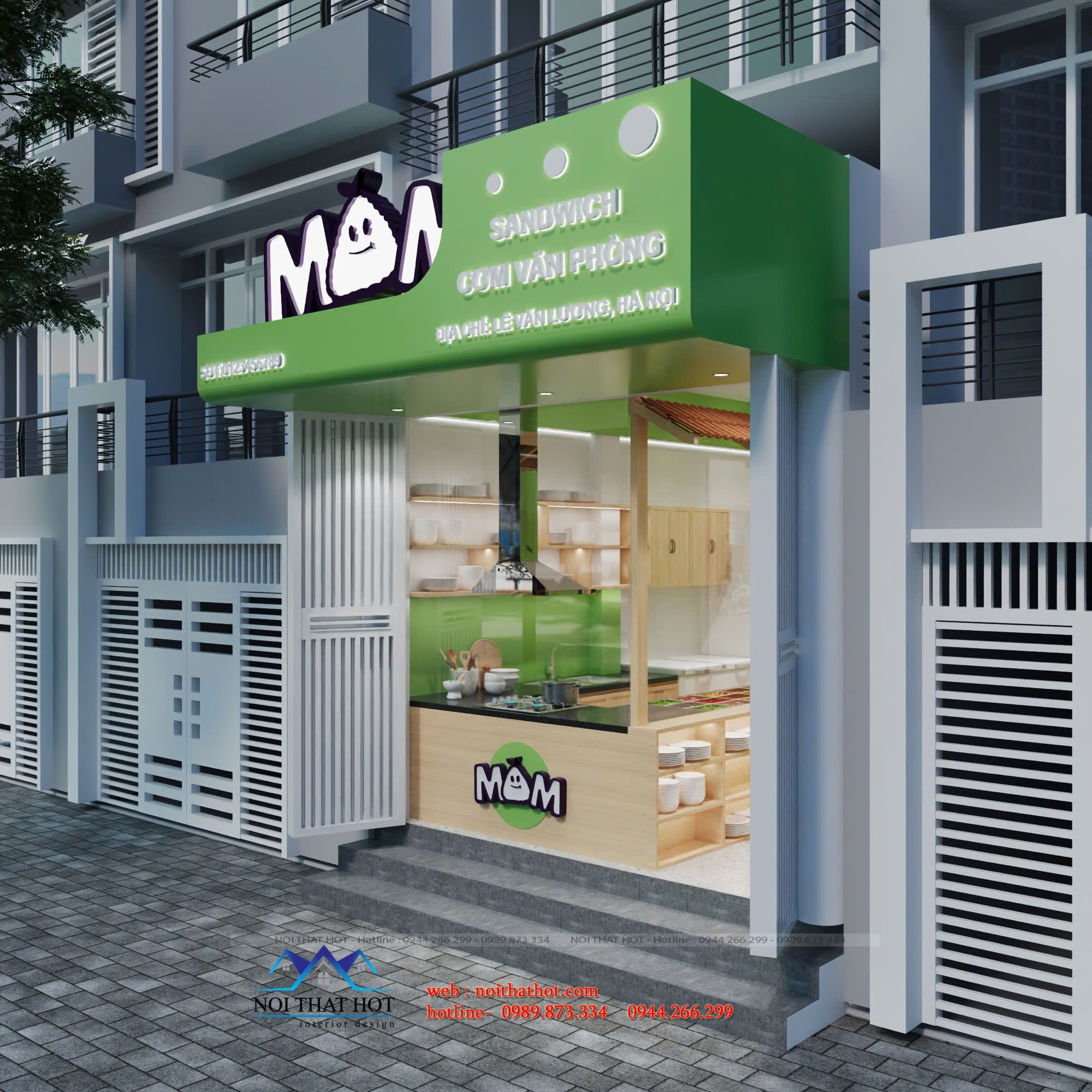 thiết kế mặt tiền quán ăn