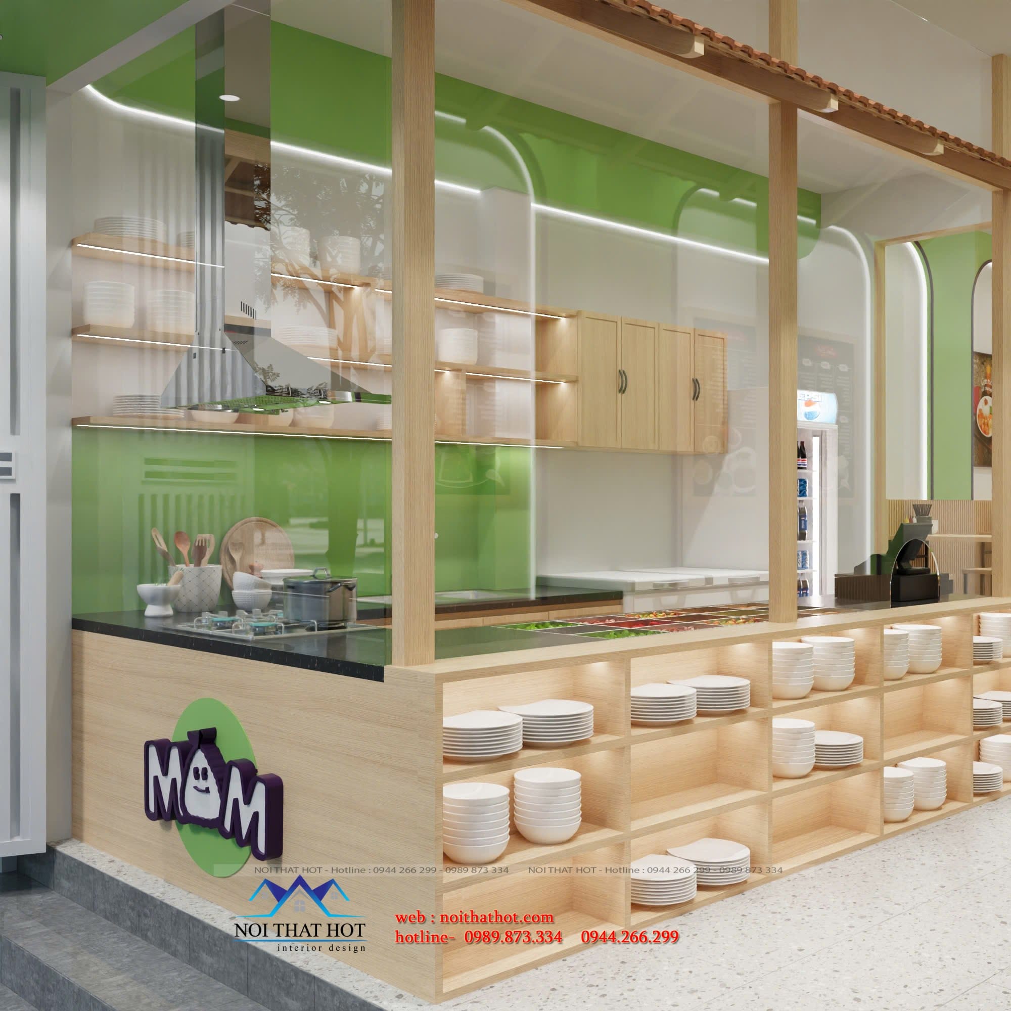 quầy chọn món quán cơm