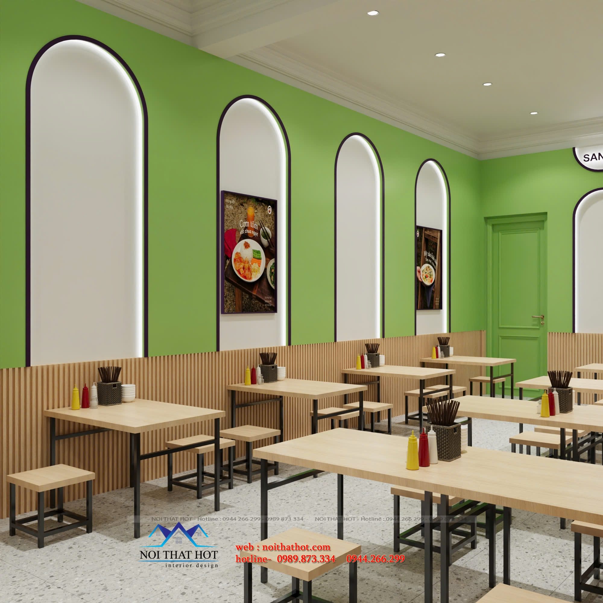 trang trí quán cơm văn phòng