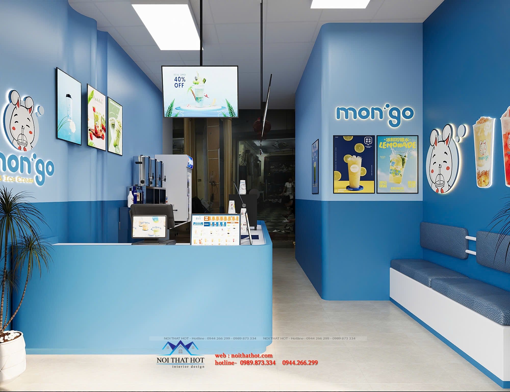 phối màu cửa hàng ăn nhanh