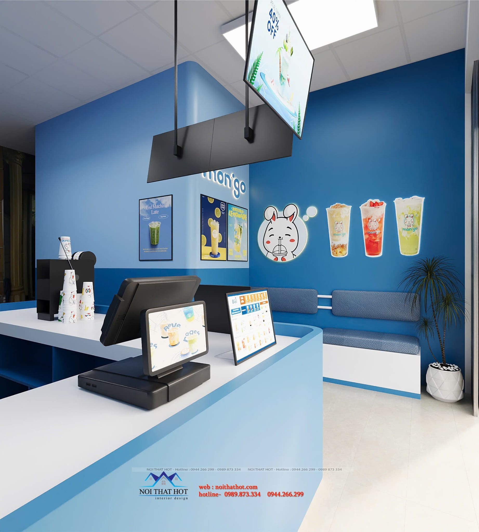 thiết kế tiệm trà nhỏ