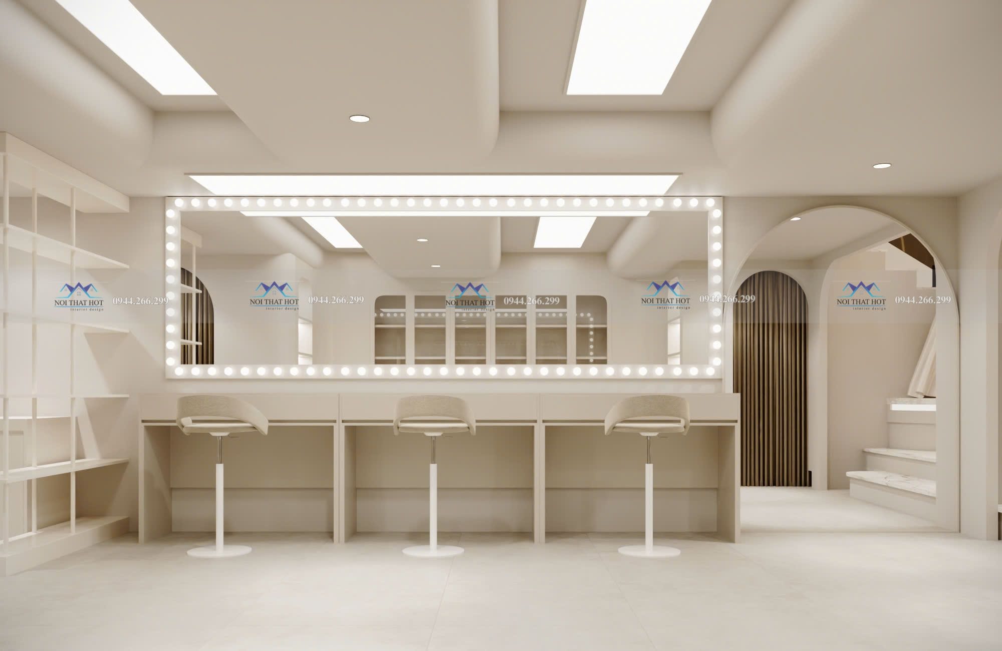 khu vực trang điểm studio